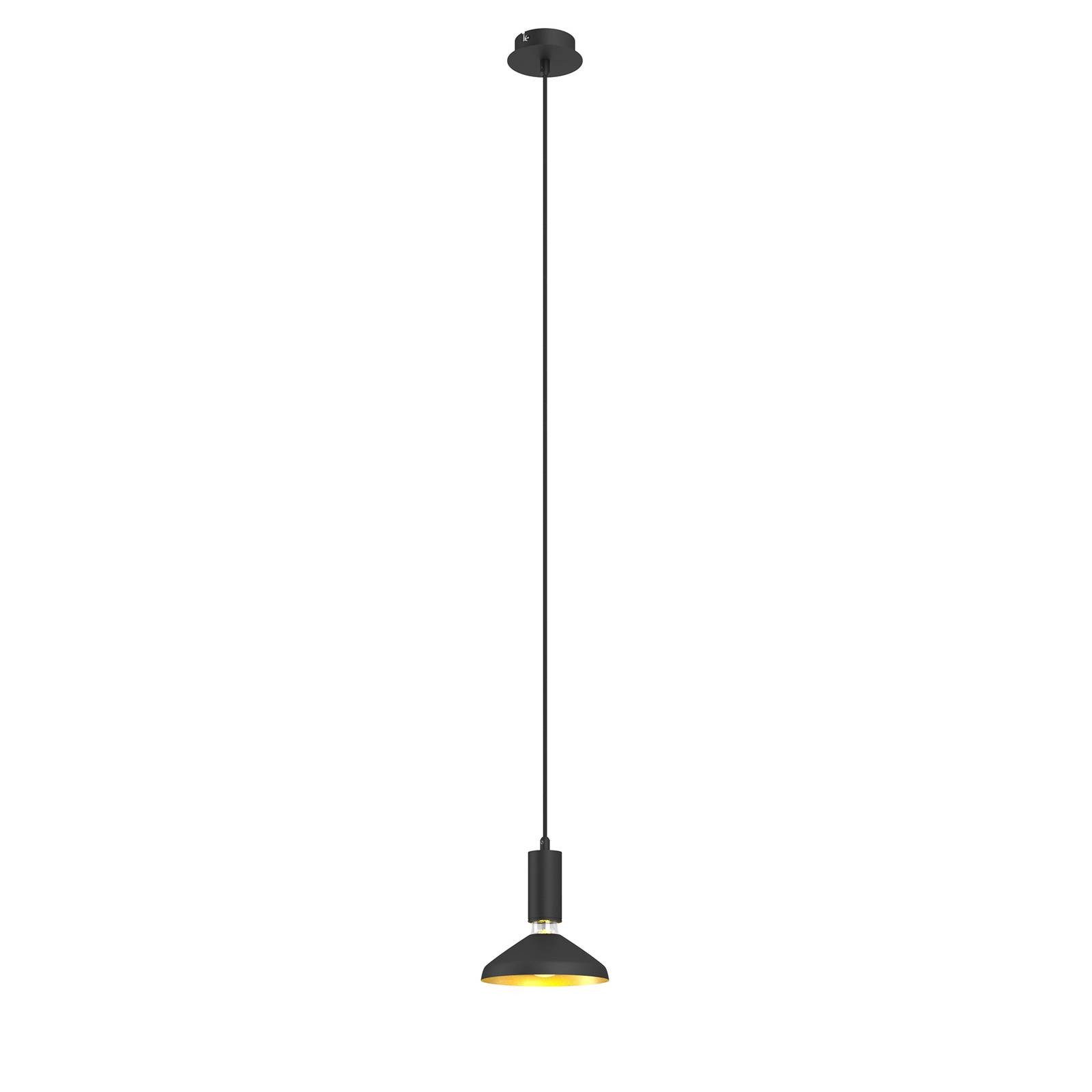 Arcchio Hängeleuchte Jaika, dimmbar, Leuchtmittel nicht inklusive, Modern, Aluminium, Metall, Schwarz, gold, 1 flammig, E27, Deckenlampe