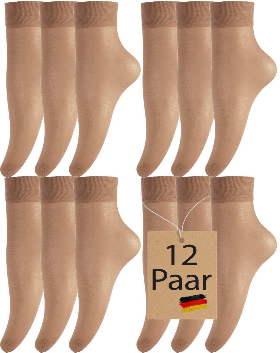 BANANALU Feinsöckchen Feinsocken Nylon Socken feinstrumpfsöckchen Großpackung (12-Paar)