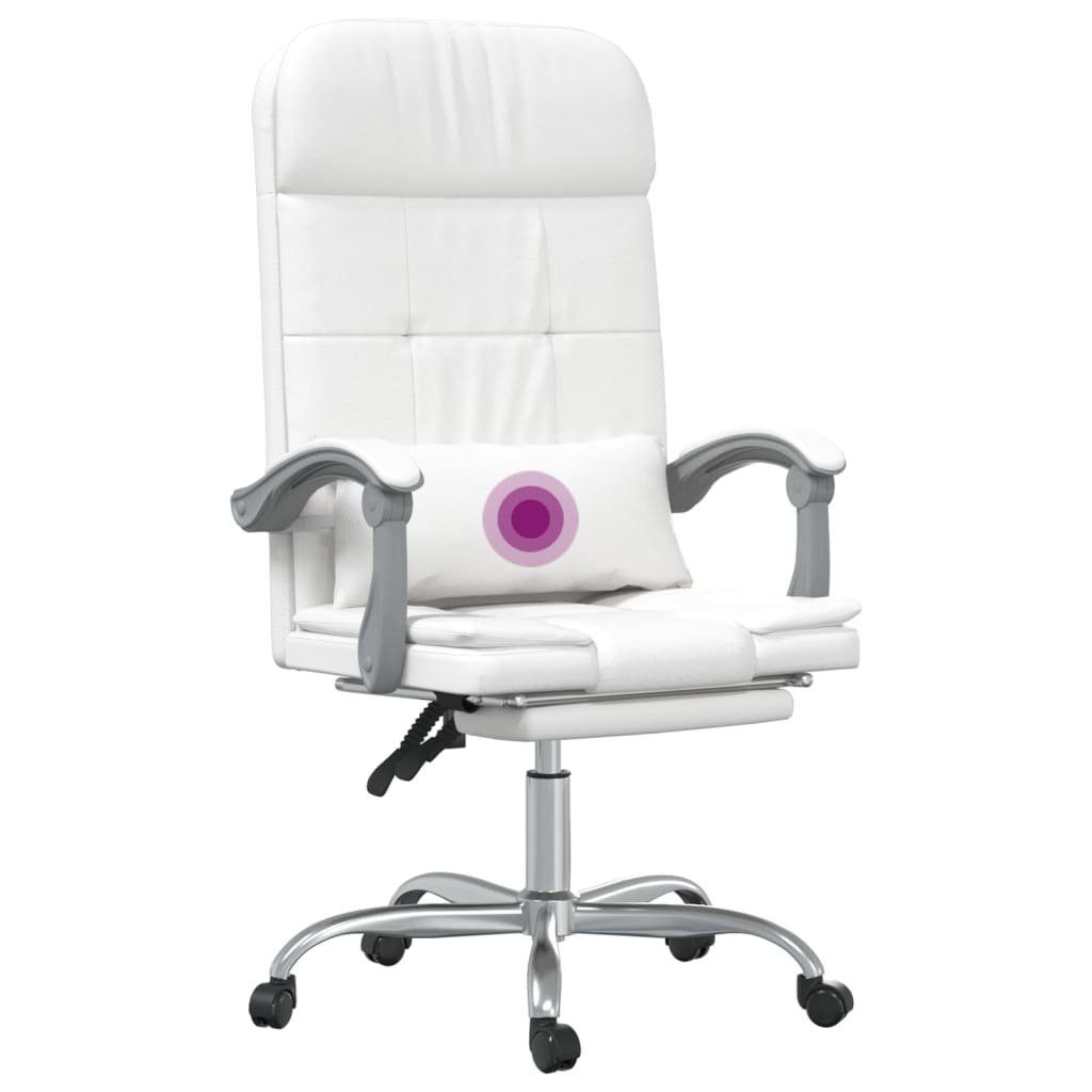 Bürostuhl Weiß Bürostuhl | St) (1 vidaXL Massagefunktion Kunstleder Weiß mit Weiß