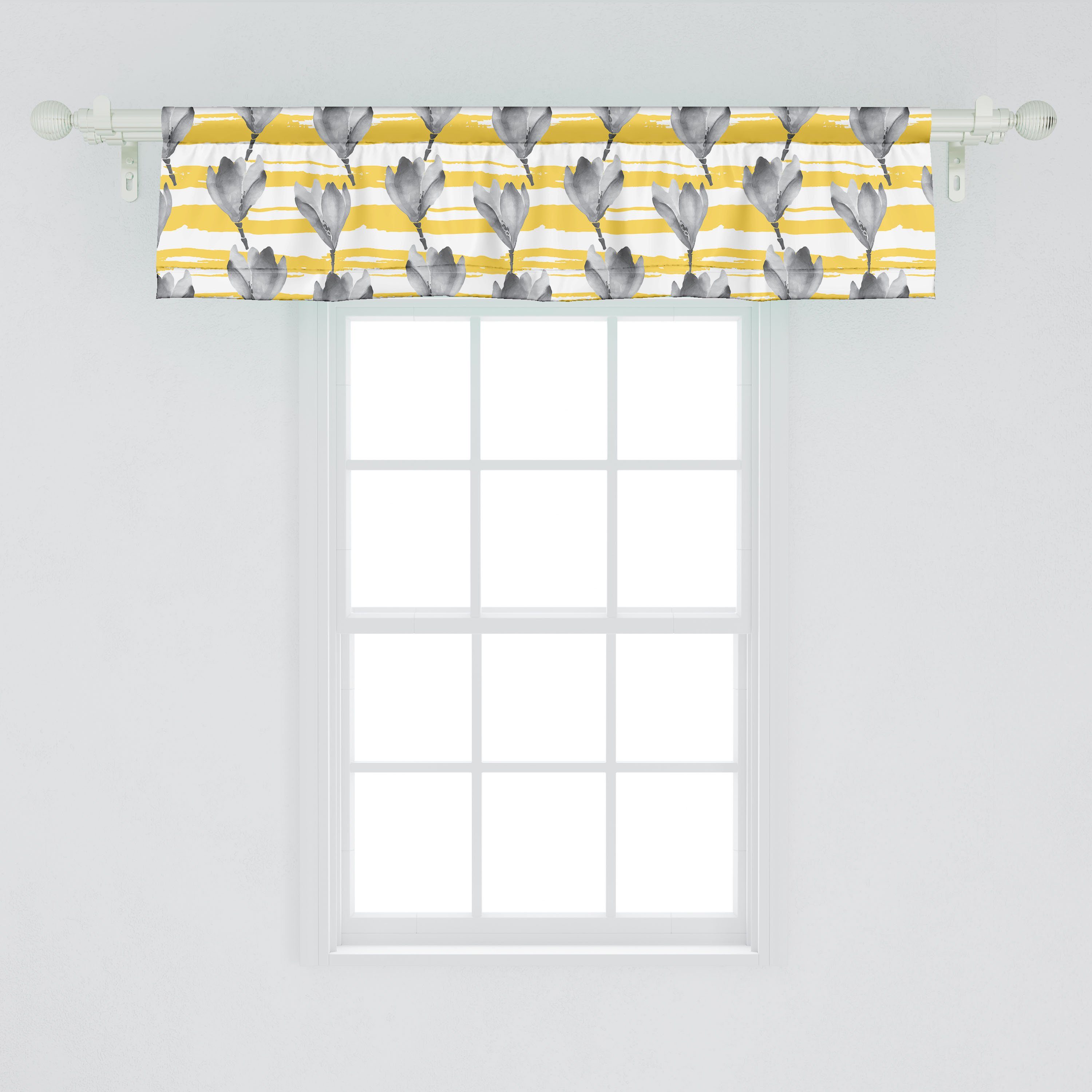 Aquarell Scheibengardine Abakuhaus, Vorhang Schlafzimmer Blume Grau mit Küche Stangentasche, Volant für Microfaser, Dekor Abstrakt