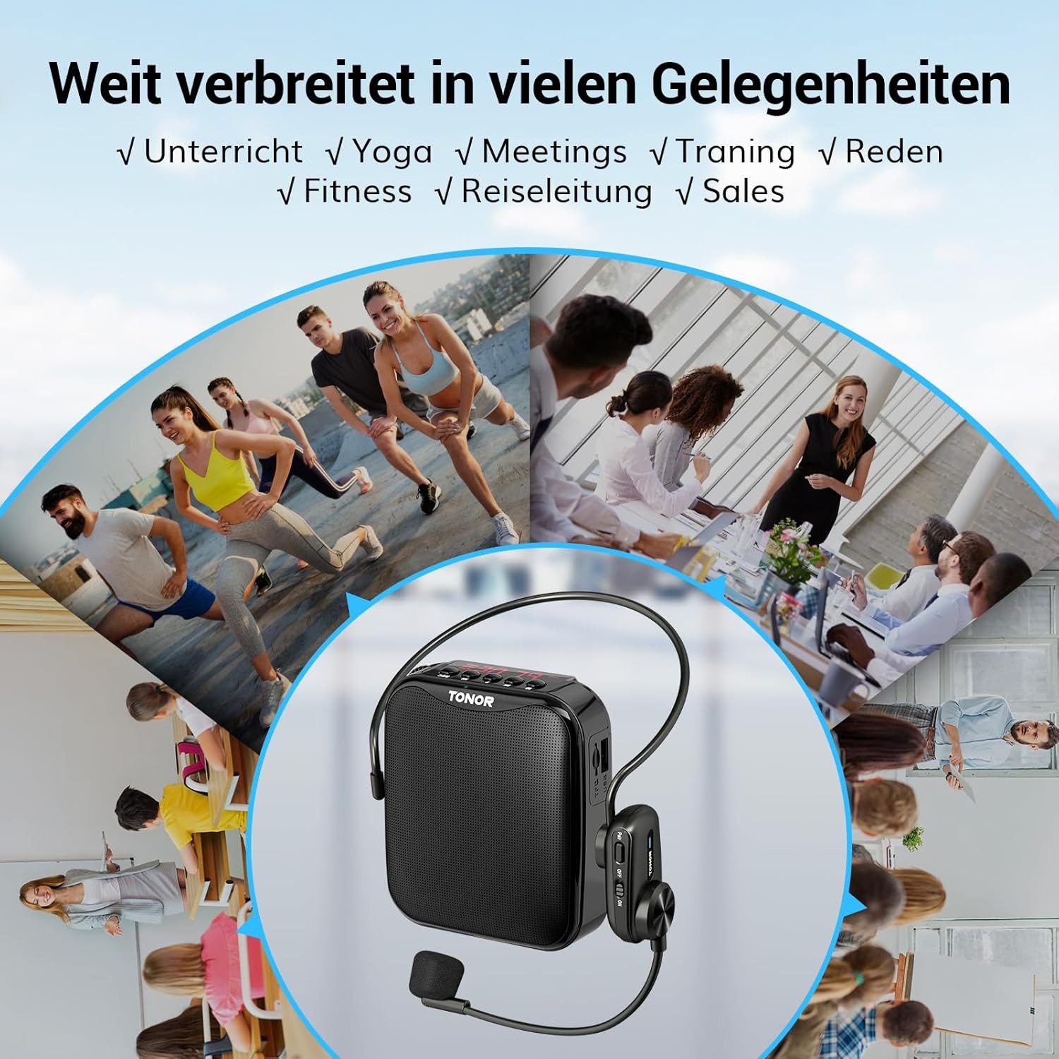TONOR Mikrofon TONOR Sprachverstärker K11 tragbar mit Bluetooth Lautsprecher