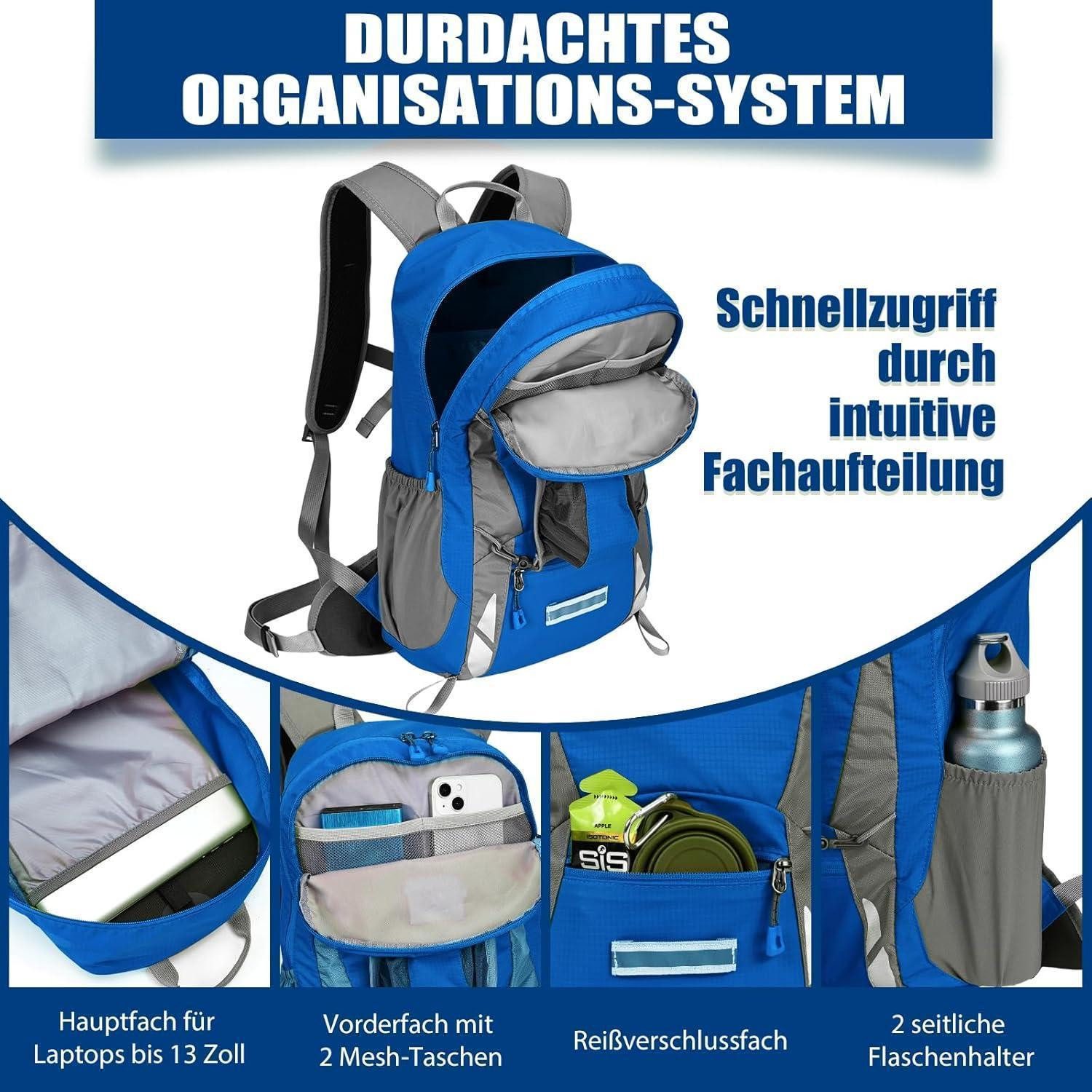 LuxusKollektion Fahrradrucksack Fahrradrucksack Regenschutz wasserdicht Rückenbelüftung Blau 18l