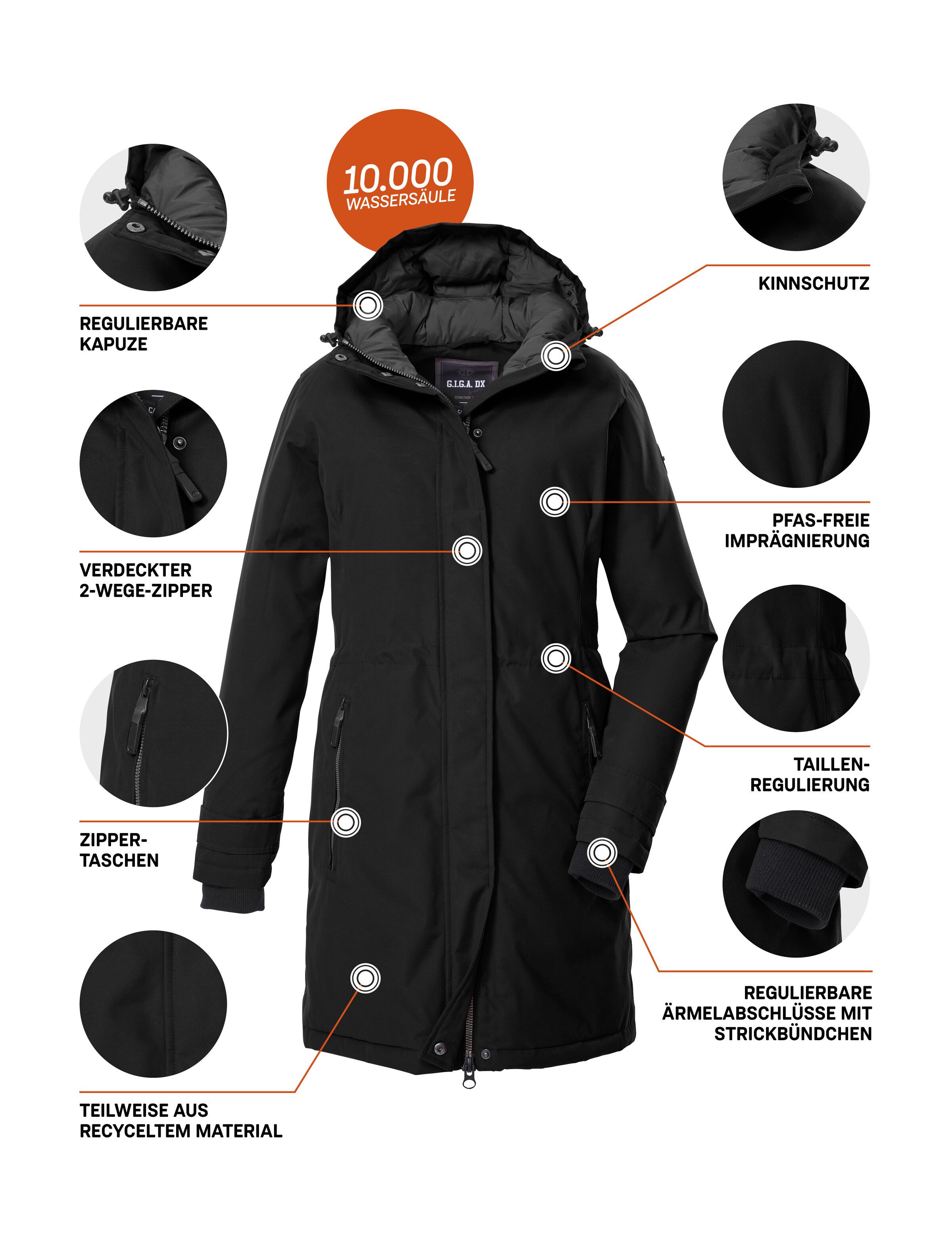 G.I.G.A. DX by killtec Parka GW 22 WMN PRK Funktionsparka: wasserdicht, atmungsaktiv, 2-Wege-Reißverschluss – Bild 5 von 5