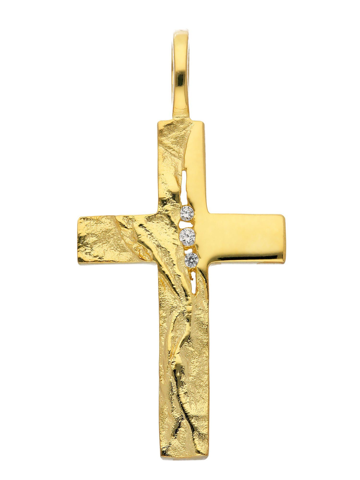 Adelia´s Kettenanhänger 333 Gold Kreuz Anhänger, mit Zirkonia Goldschmuck  für Damen & Herren, Maße - Breite 15,5 mm - Höhe 24,7 mm