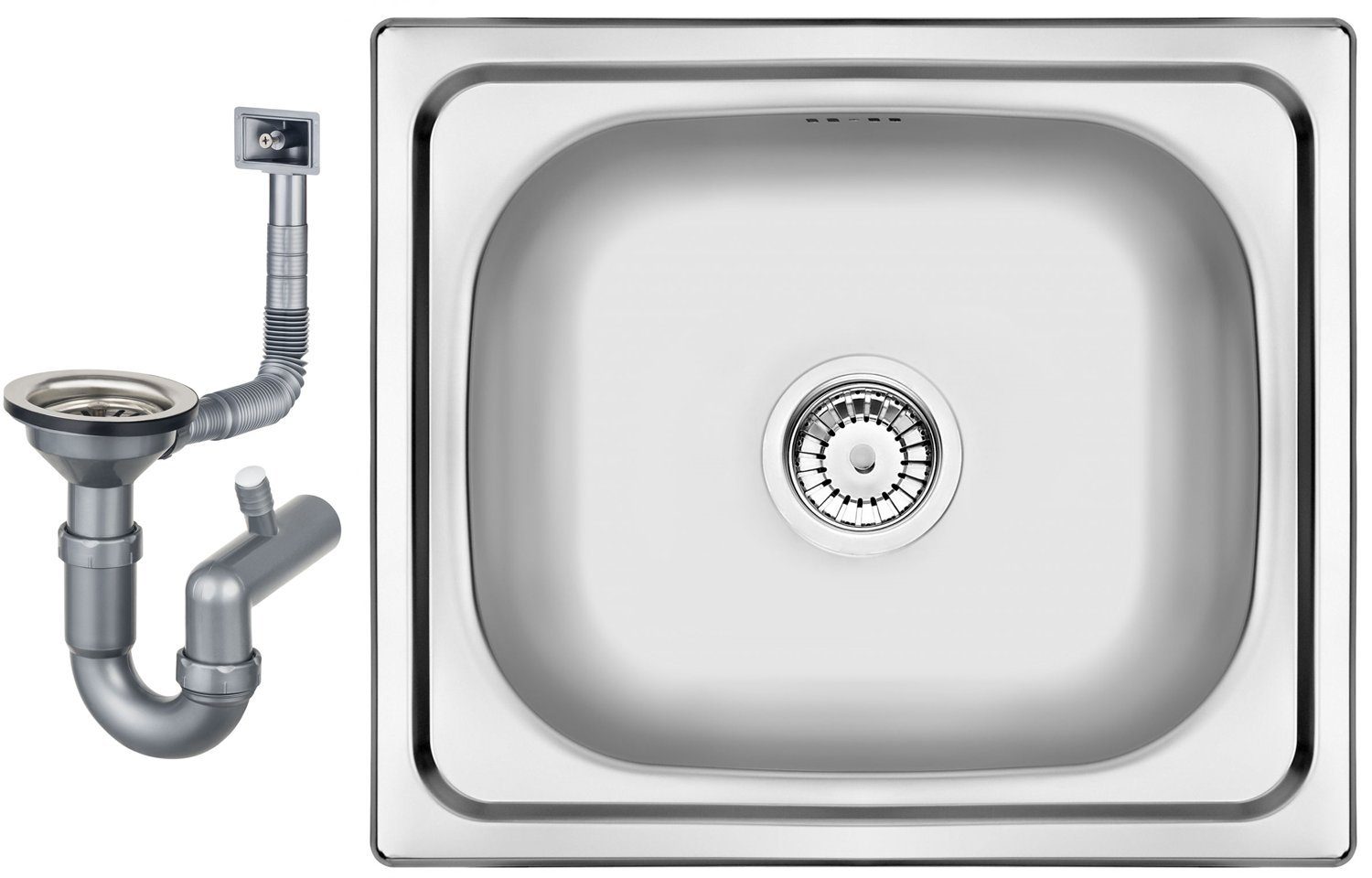 Faizee Möbel Edelstahlspüle Edelstahl-Einbauspüle Eckigspüle 50x40 cm inklu günstig online kaufen