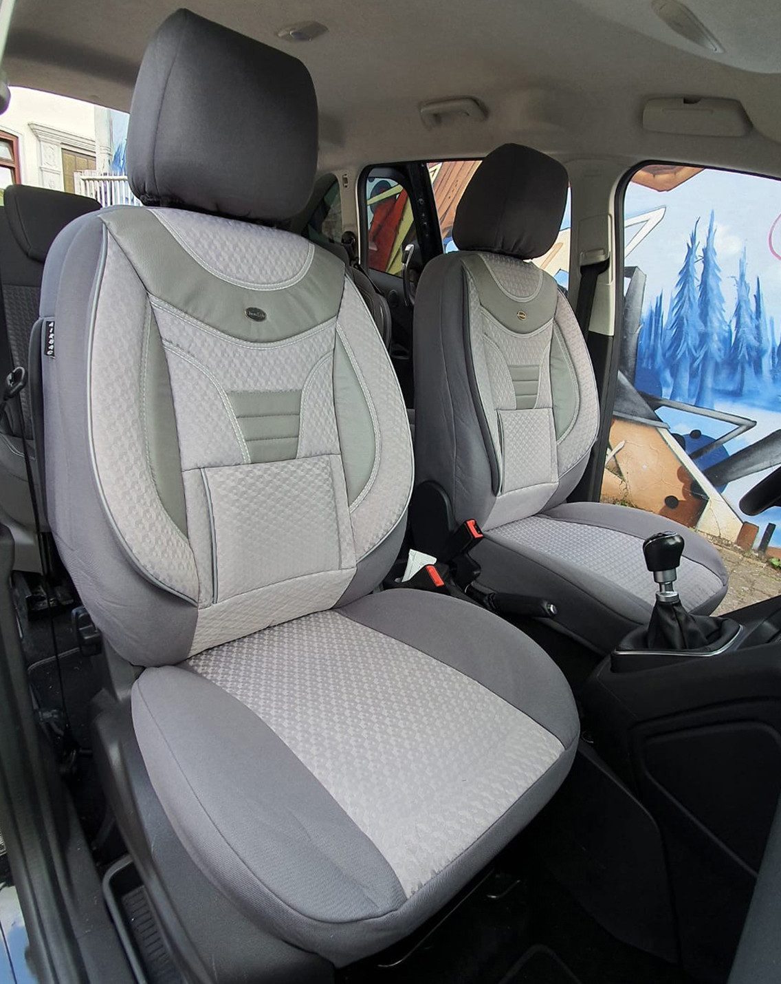 BREMER SITZBEZÜGE Autositzbezug für Polestar Polestar 2 Bj ab 2020 (908), Set, Schonbezüge Sitzbezüge Fahrer und Beifahrer, in Grau