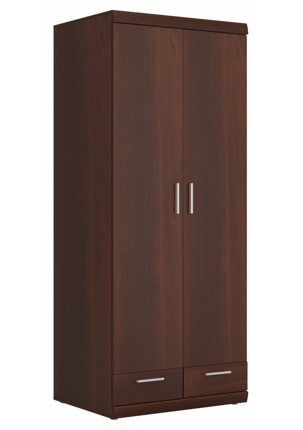 Feldmann-Wohnen Kleiderschrank Imperial (2-türig, 2 Fachböden, 2 Schubkästen, 2 Kleiderstangen, 1-St., moderne Nussbaumoptik, Kunststoffgriffe) 80x60,5x195cm Nussbaum Imperial