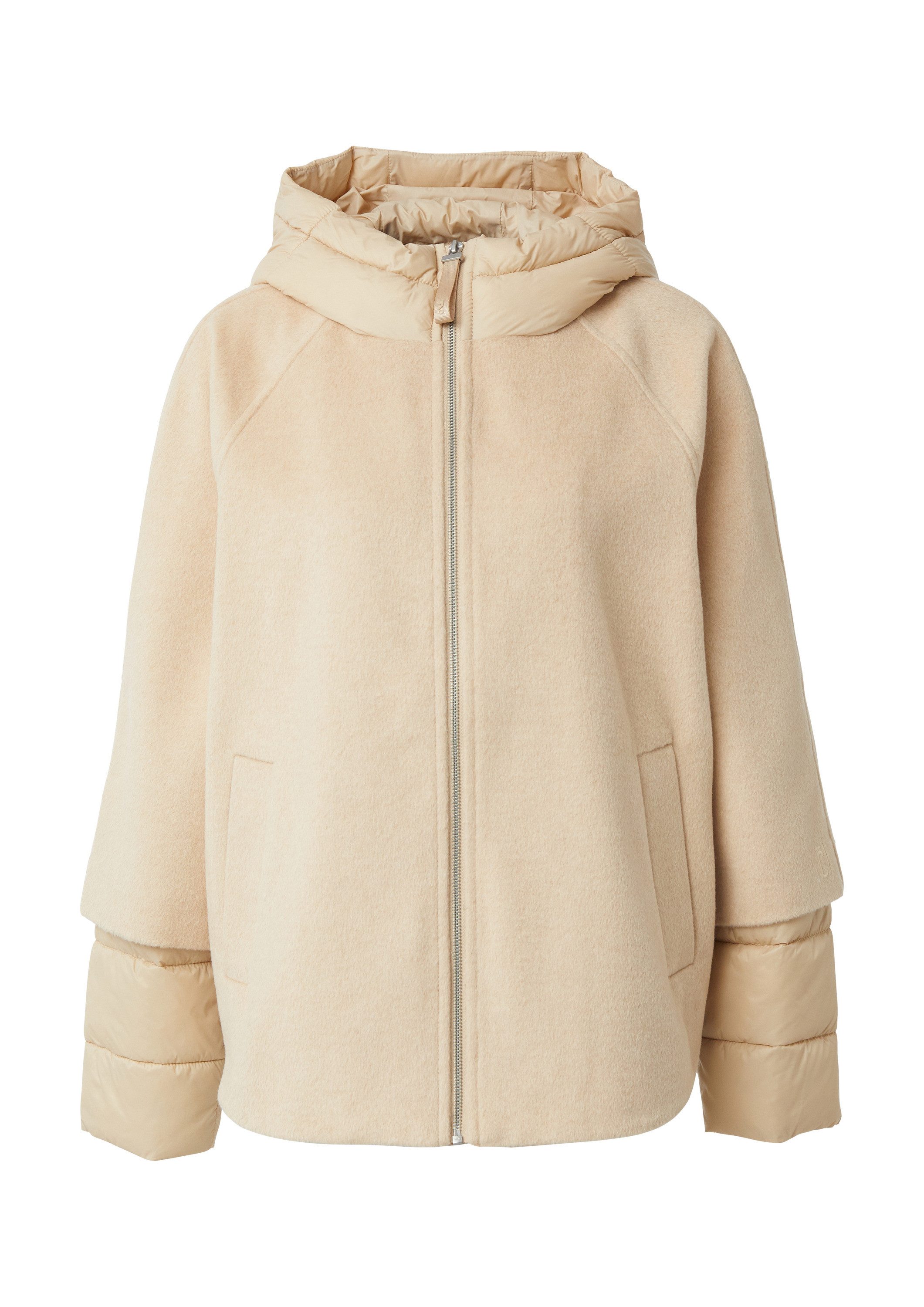 comma Funktionsjacke Outdoor-Jacke Cape-Jacke aus Wollmix mit Stepp-Details