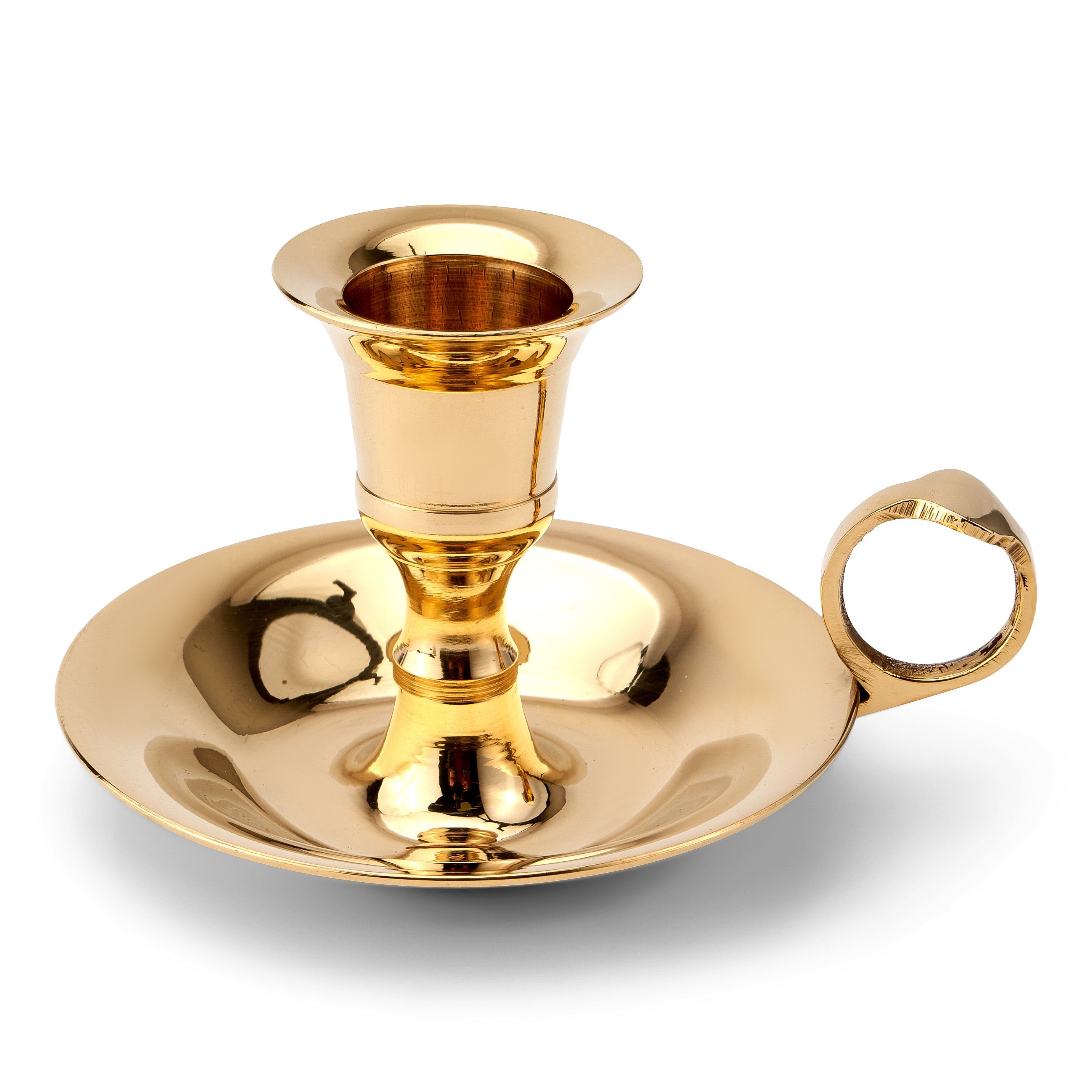 NKlaus Kerzentablett 9,5cm Kerzenständer mit Tragering aus Messing gold Ker günstig online kaufen