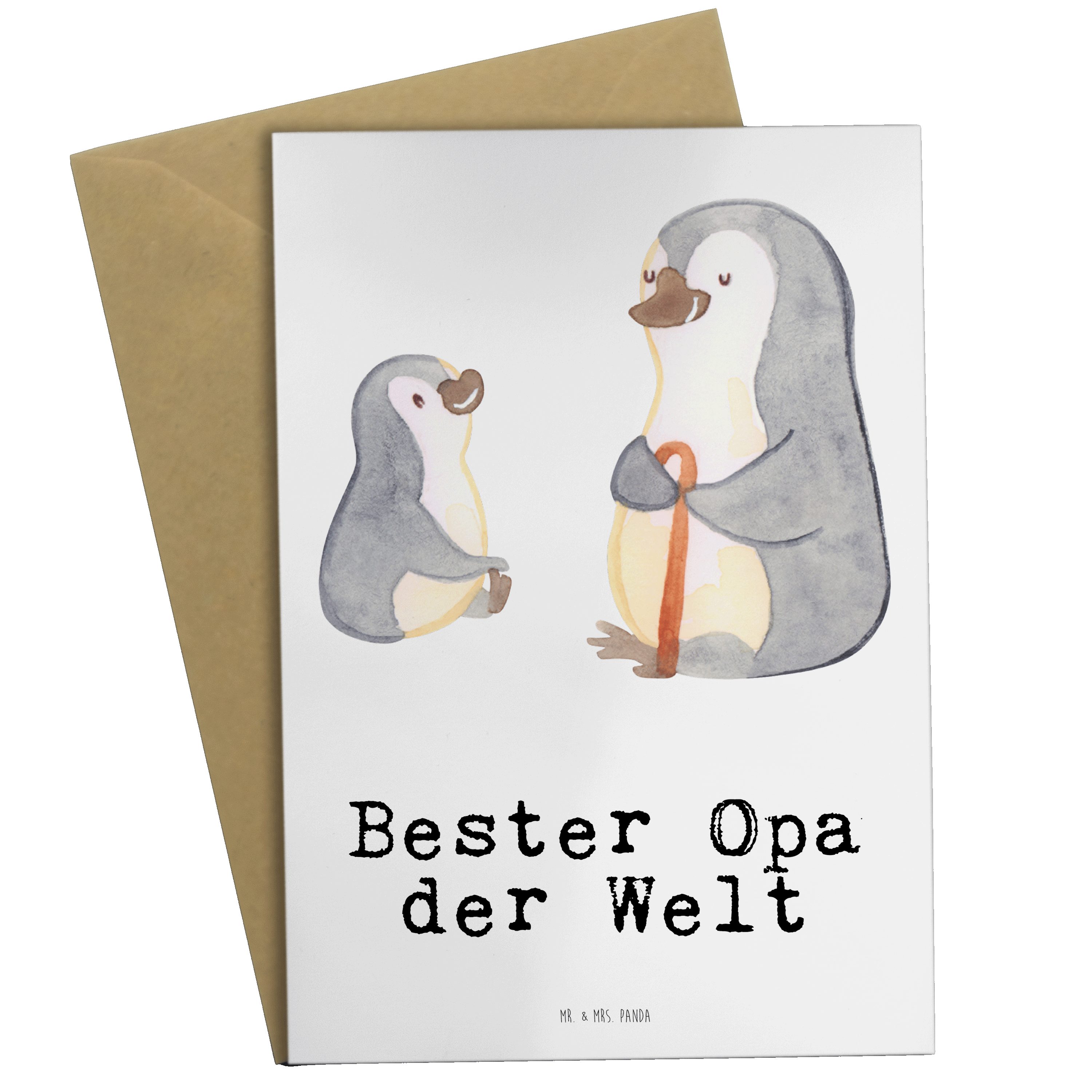 Mr. & Mrs. Panda Grußkarte Pinguin Bester Opa der Welt - Weiß - Geschenk, Geburtstag, Einladungs