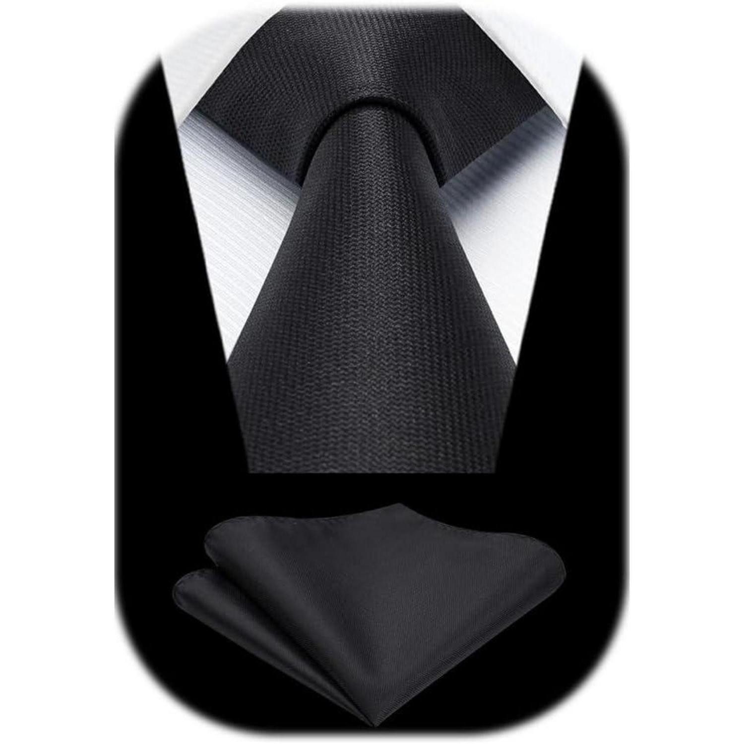 LuxusKollektion Krawatte Krawatten Herren Einstecktuch einfarbig Hochzeit Business Schwarz