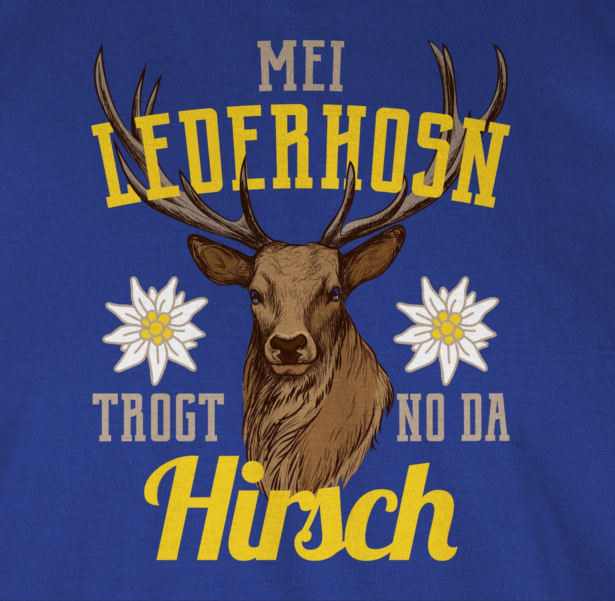 Shirtracer T-Shirt Mode 2 trogt gelb/braun Hirsch - no Herren Lederhosn für Mei Royalblau da Oktoberfest