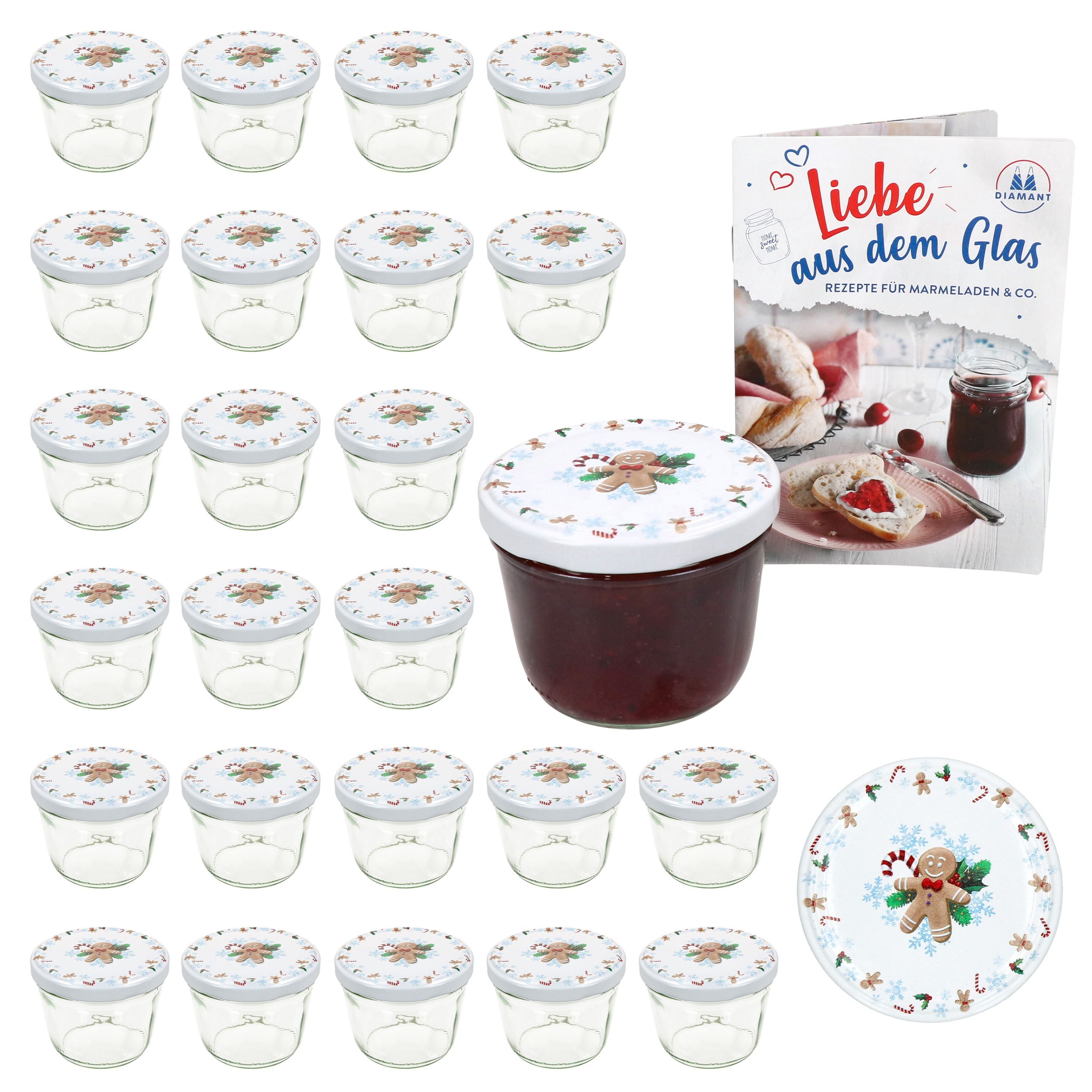 MamboCat Einmachglas 25er Set Sturzglas 230ml Einmachglas + Deckel TO82 Candyman eisblau, Glas