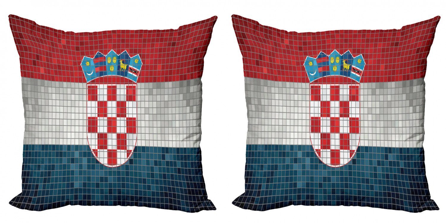 Kissenbezüge Modern Accent Doppelseitiger Digitaldruck, Abakuhaus (2 Stück), Kroatien Flagge mit Mosaik-Quadraten