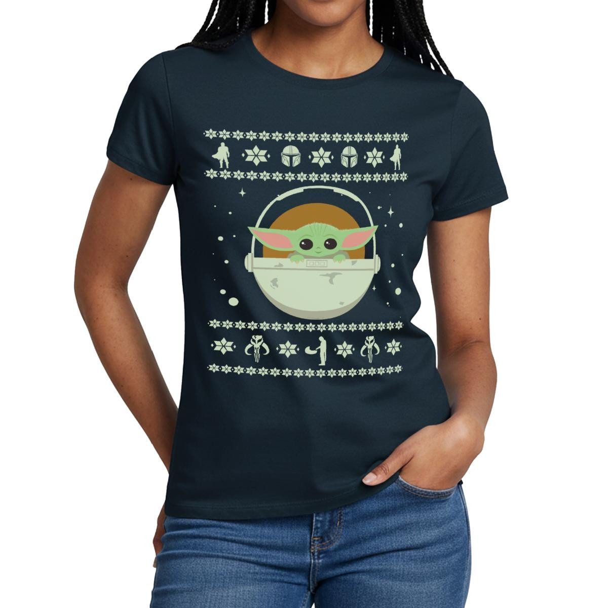 T-Shirt Star Wars: Mandalorian Grogu Weihnachten Frauen T-Shirt
