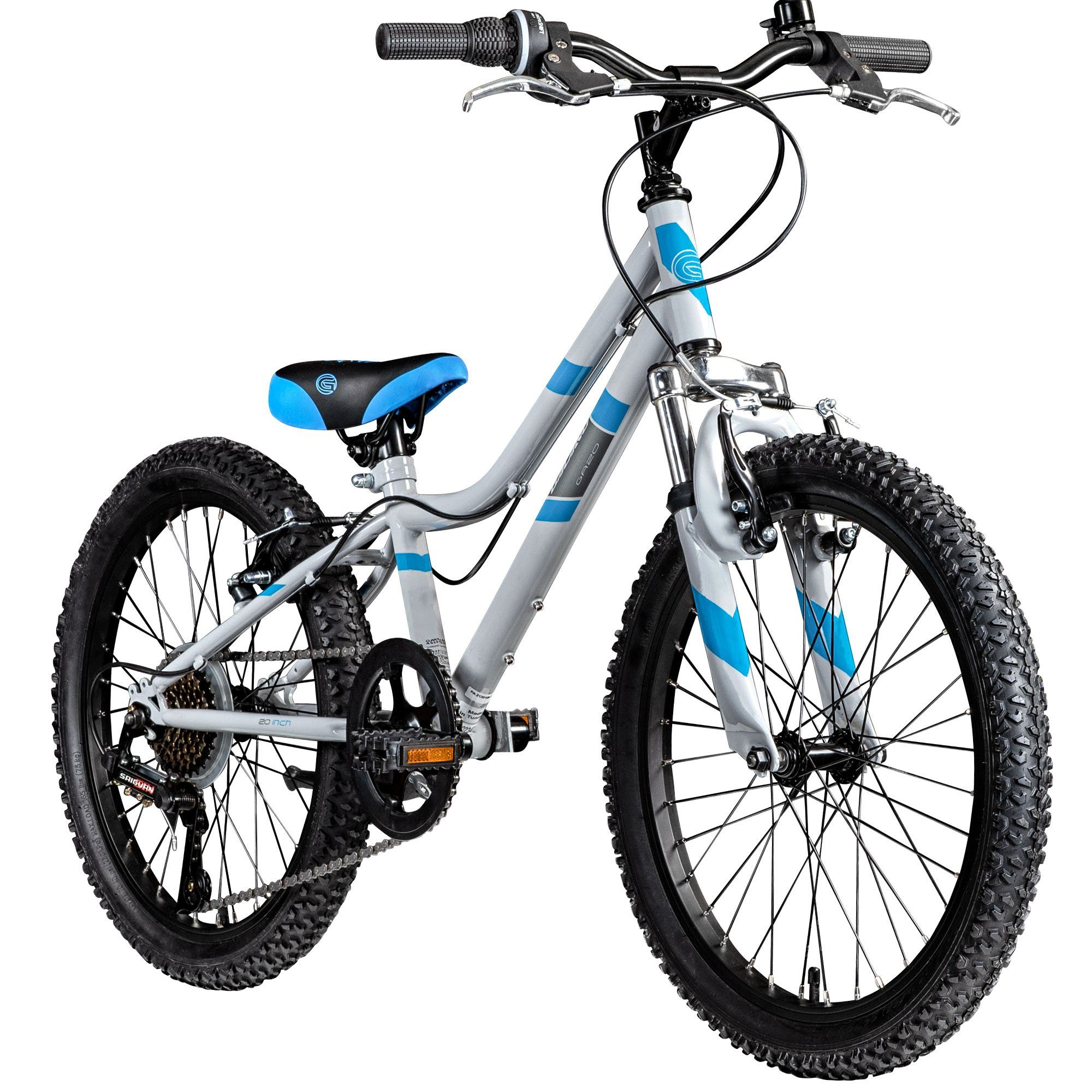 Galano Mountainbike GA20, 7 Gang, Kettenschaltung, Kinderfahrrad 20 Zoll 120 - 135 cm Mädchen Jungen Fahrrad ab 5 Jahre grau/blau