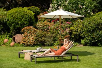 Kai Wiechmann Sonnenschirm Stylischer Balkonschirm 300 cm als hochwertiger Schattenspender, Gartenschirm aus Holz mit Windauslass & UPF 50+