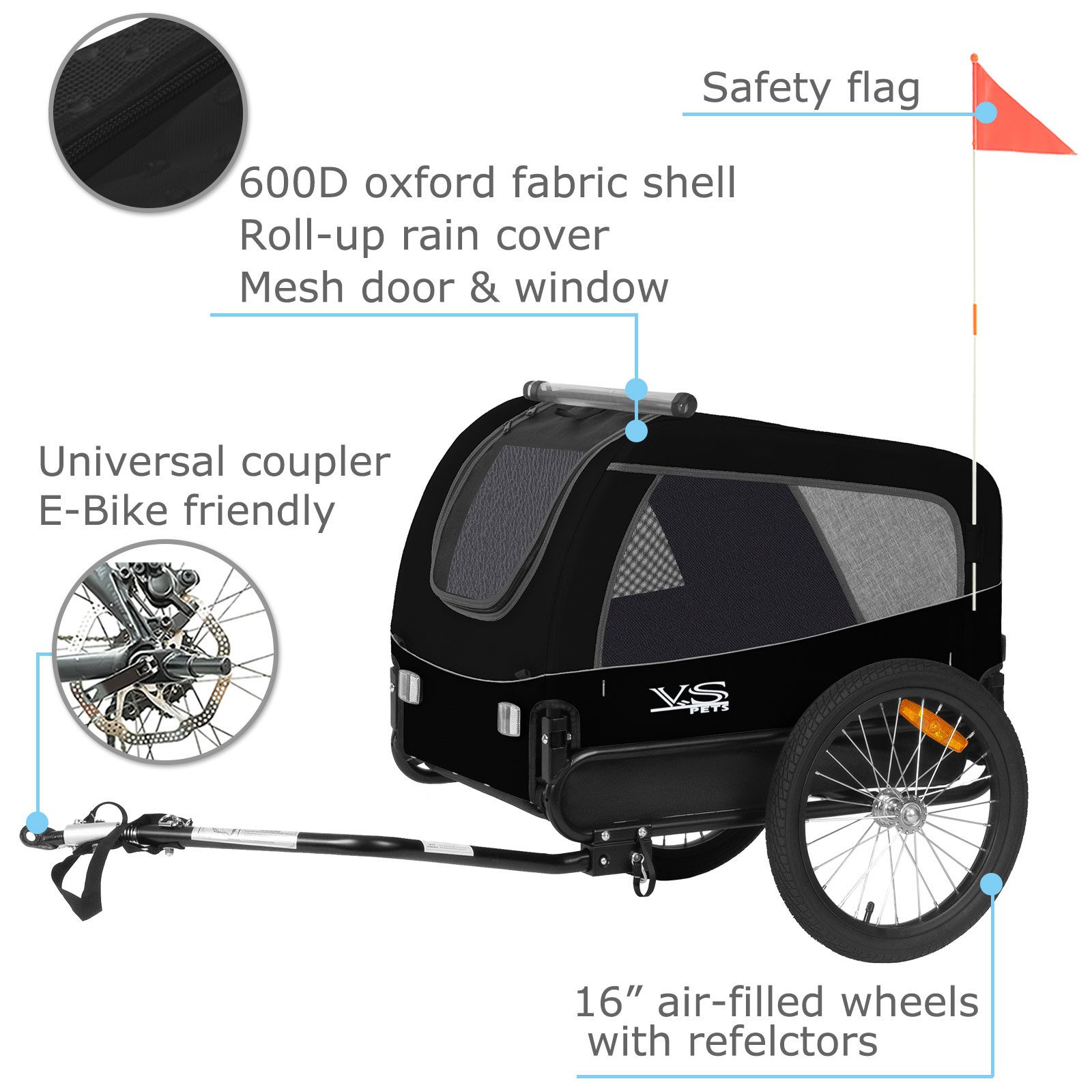 TIGGO Fahrradhundeanhänger Tiggo VS Medium Hundeanhänger Fahrradanhänger für Hunden bis 23kg