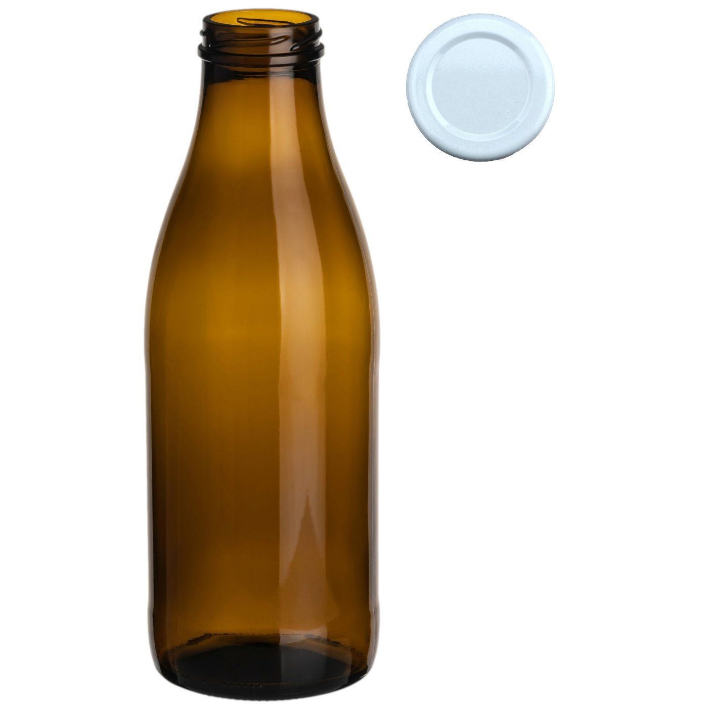 Große Glas, Set, Schraub-Deckel ml braun/weiß 1,0 Flasche Trinkflasche Saftflaschen aus - 1000 gouveo 6er l mit