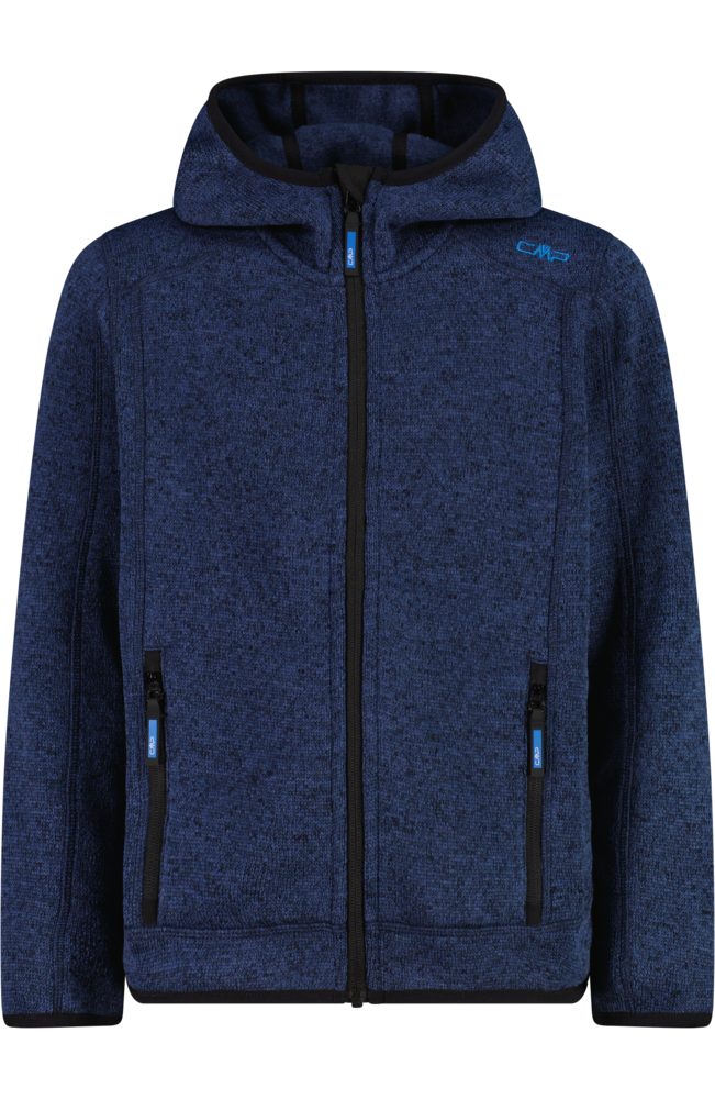 CMP Strickfleecejacke KID JACKET FIXED HOOD wasserabweisend, windabweisend, mit Kapuze, wärmeisolierend