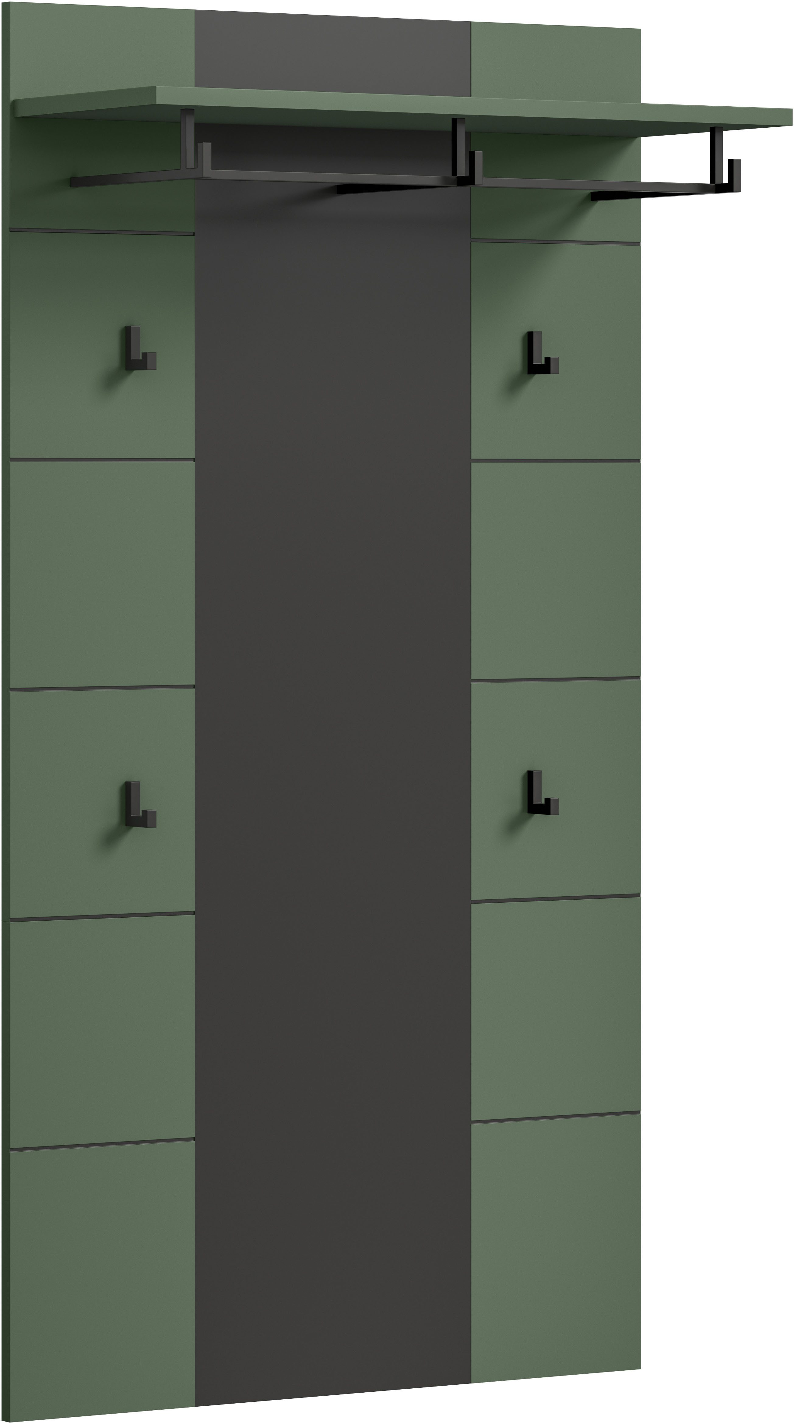 Home affaire Garderobenpaneel REHAT, TOPSELLER!, Höhe 145 cm, Hutablage, 4 Haken, Garderobenstange (1 St., in verschiedenen Farben erhältlich), Paneel, Wandboard, Garderobe, Garderobenleiste, Garderobenboard
