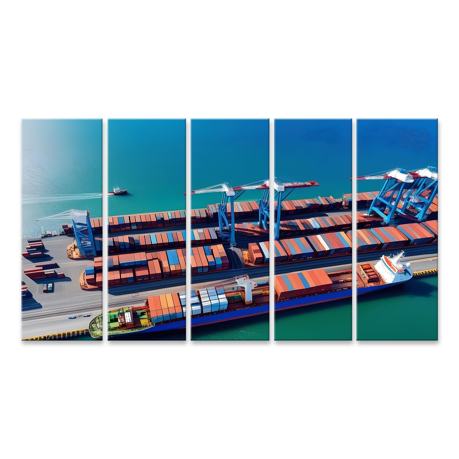 islandburner Leinwandbild Monumentales Wandbild zeigt Frachtschiff beim Containertransport über