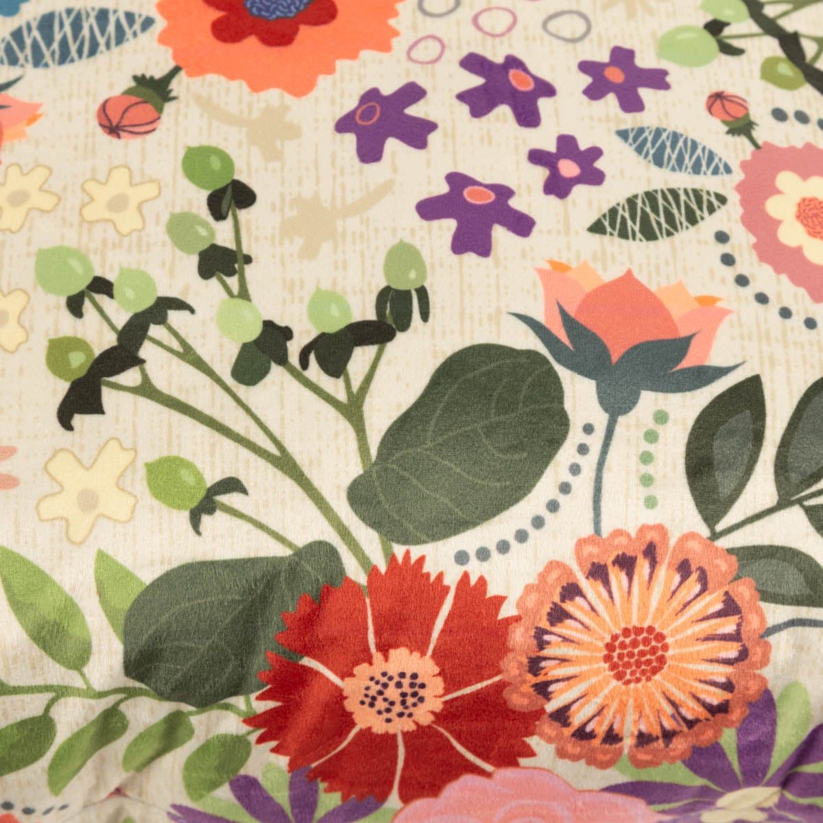 SCHÖNER LEBEN. Dekokissen Samtkissenhülle Blumen beige bunt 45x45 cm