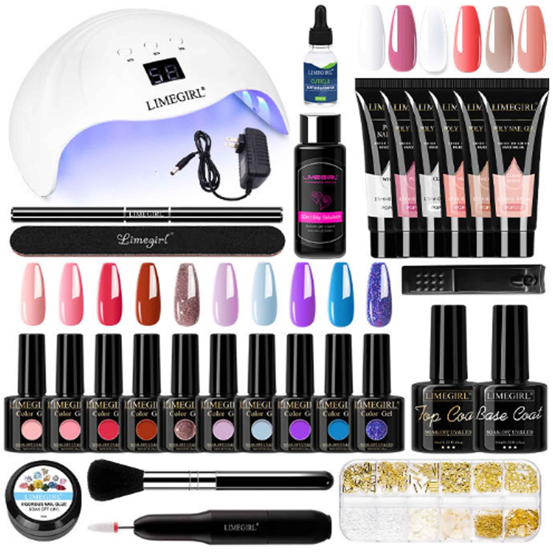 KINSI UV-Nagellack-Set Nail Art Set, Kristall-Lichttherapie-Gel mit 48W UV-LED-Nagellampe, 28-tlg., Tolles Set für Gel-Anfänger, Maniküre-Set in Salonqualität!