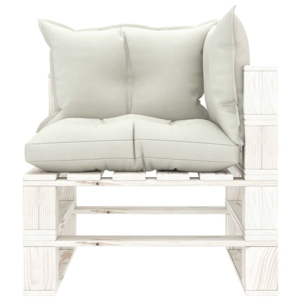 Garten-Palettensofa mit Weiß Beige Kissen Beige 1 vidaXL 2-Sitzer Holz, in Teile Loungesofa