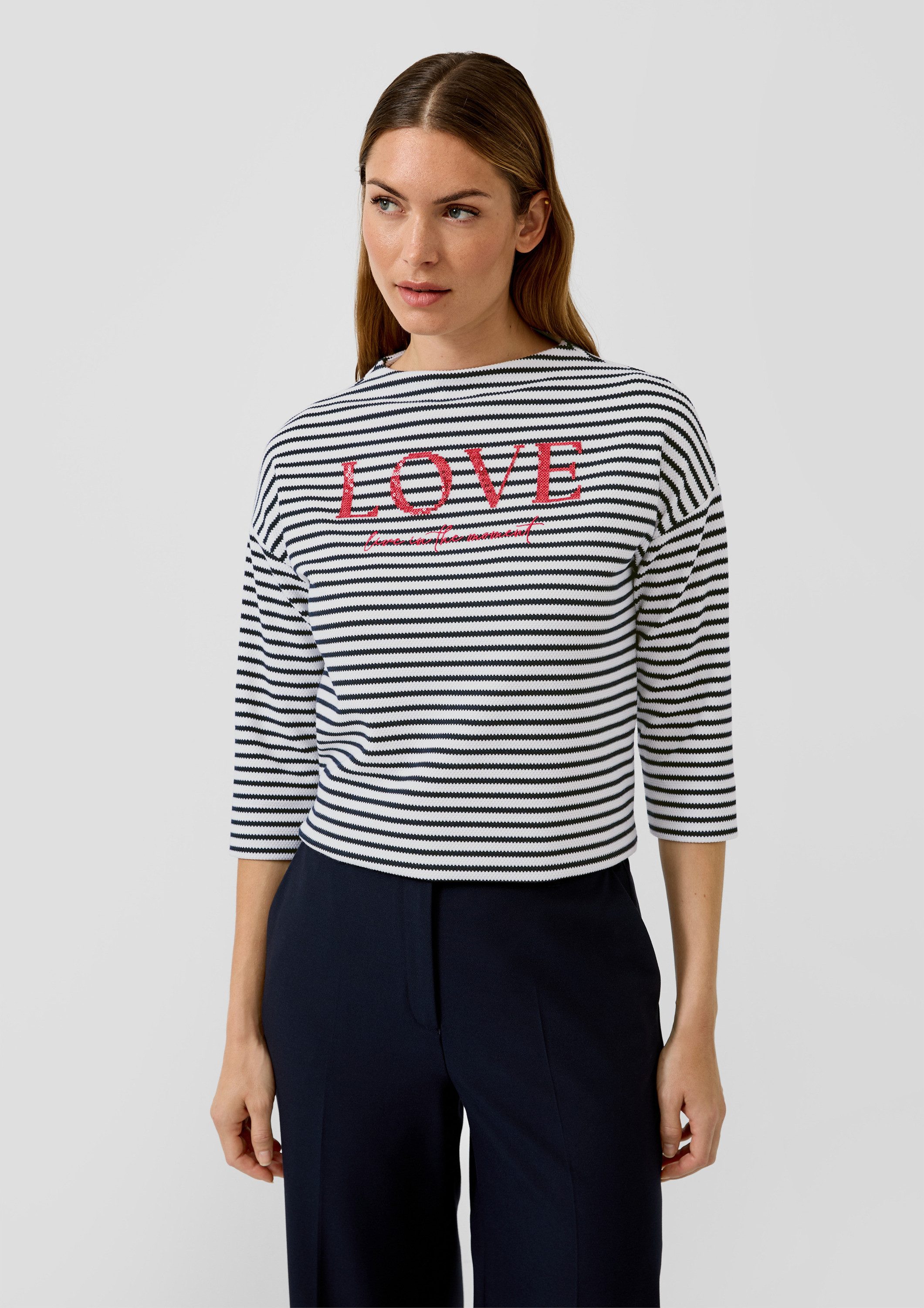 s.Oliver 3/4 Arm-Pullover Sweatshirt Strukturiertes Sweatshirt mit 3/4-Ärme günstig online kaufen