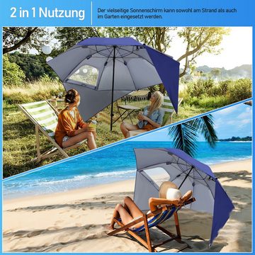 Bettizia Sonnenschirm 200cm Strandschirm Terrassenschirm mit UV-Schutz 50+, für 2-3 Personen, LxB: 210x200 cm, Oxford, Schirm höhenverstellbar, Stabiler Sonnenschirm knickbar