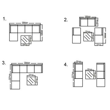 SVITA Loungeset Lugano, (Lounge-Set 7-tlg), mit bequemer Polsterung, großzügige Sitzfläche