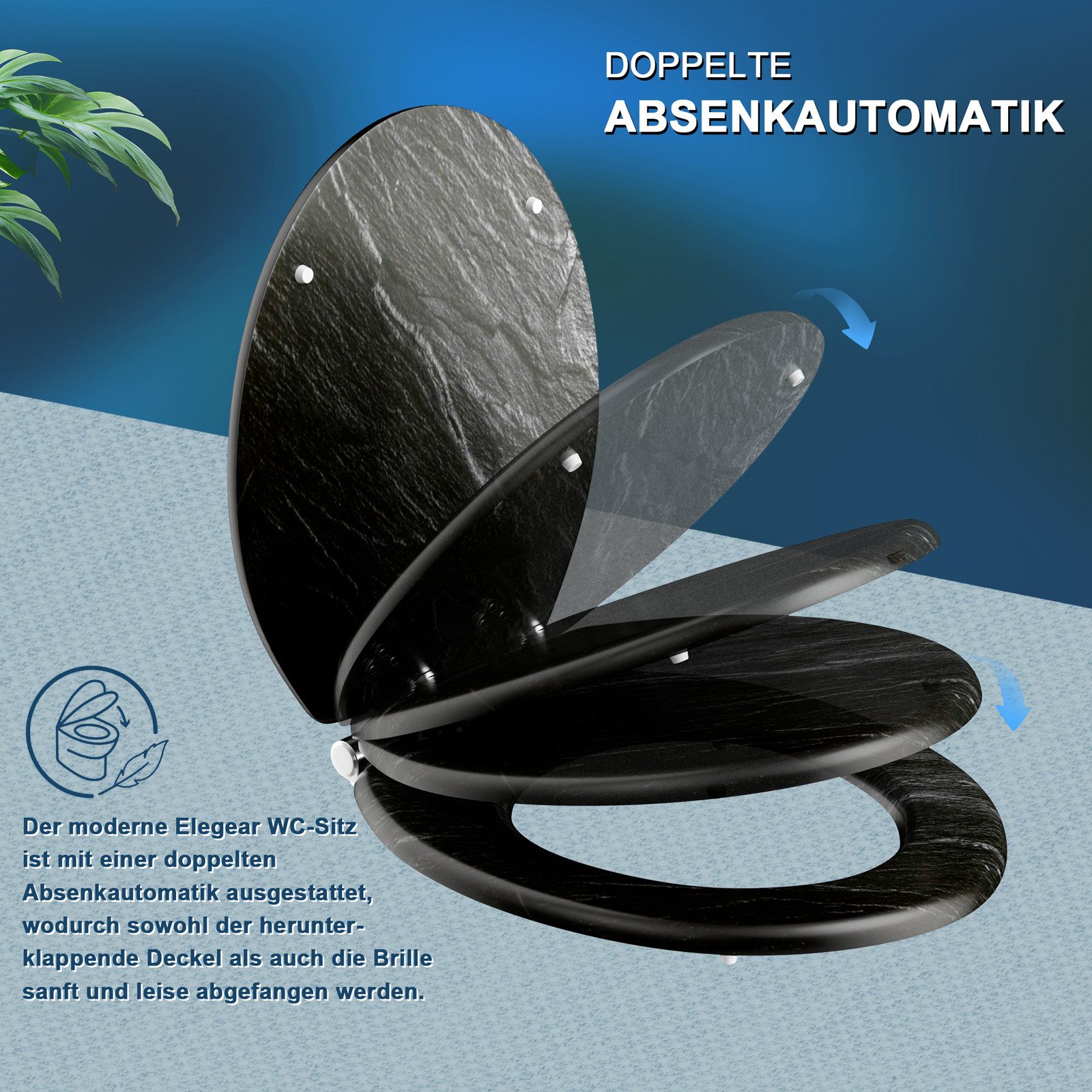 Elegear WC-Sitz Mehrere Stile, toilettendeckel mit absenkautomatik, einfache Montage (1-St), Hochwertige Toilettensitz aus MDF, abnehmbar klodeckel, Quick-Release