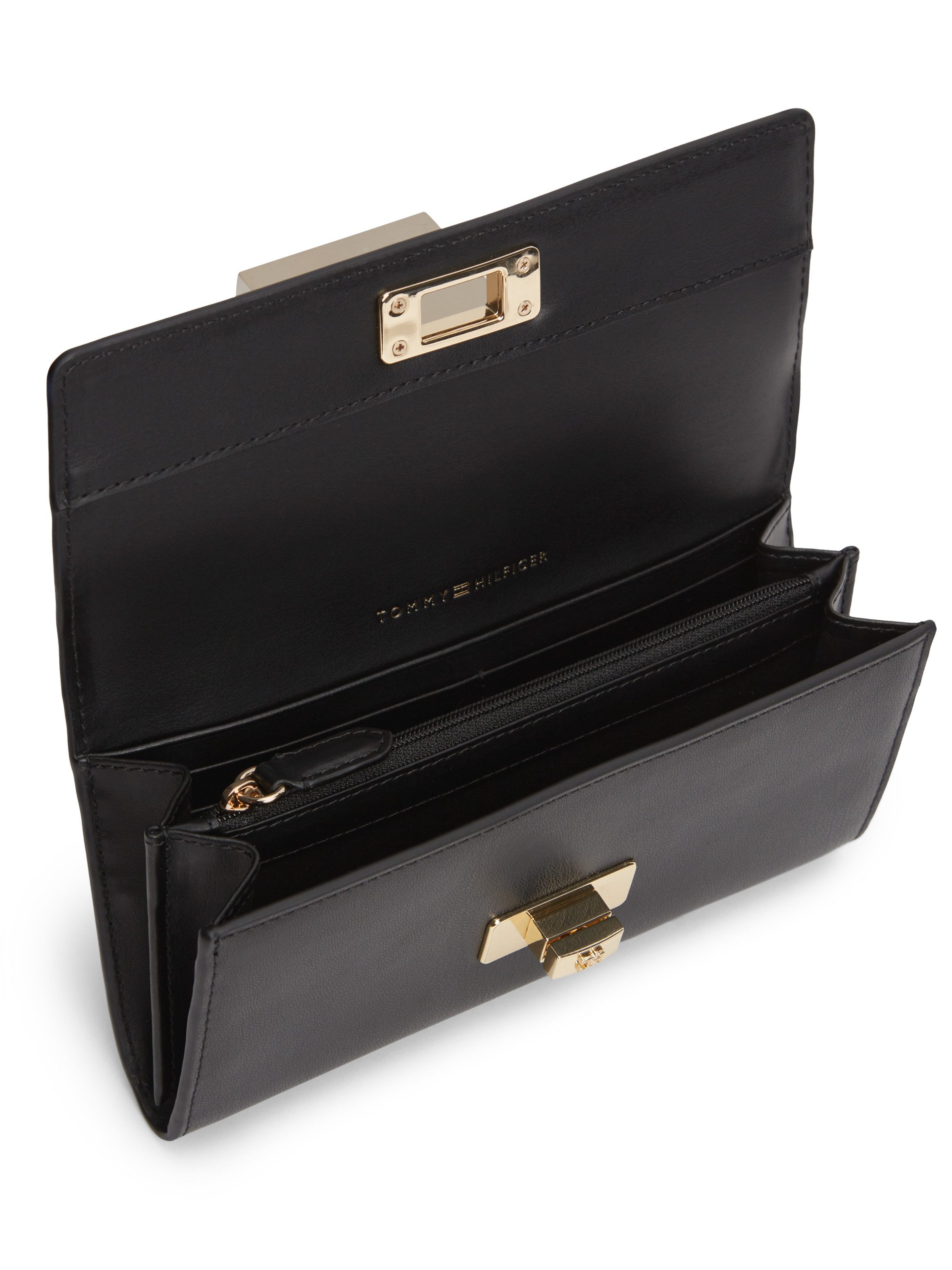 Tommy Hilfiger Geldbörse TH MODERN LARGE FLAP WALLET, Damen Portemonnaie, Geldbeute mit goldfarbenen Accessoires