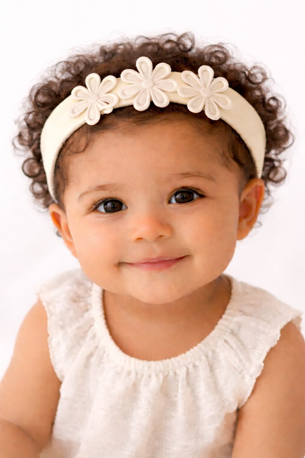 La Bortini Stirnband Baby Kopfband in Weiß mit Blumen Kopfschmuck für Mädchen (für Mädchen, mit Blumen) elastisch, weiß creme