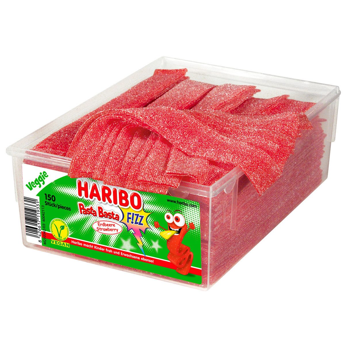 HARIBO Süßigkeit, Haribo Pasta Basta Erdbeere mit saurem Fruchtgeschmack Veggie 1125g