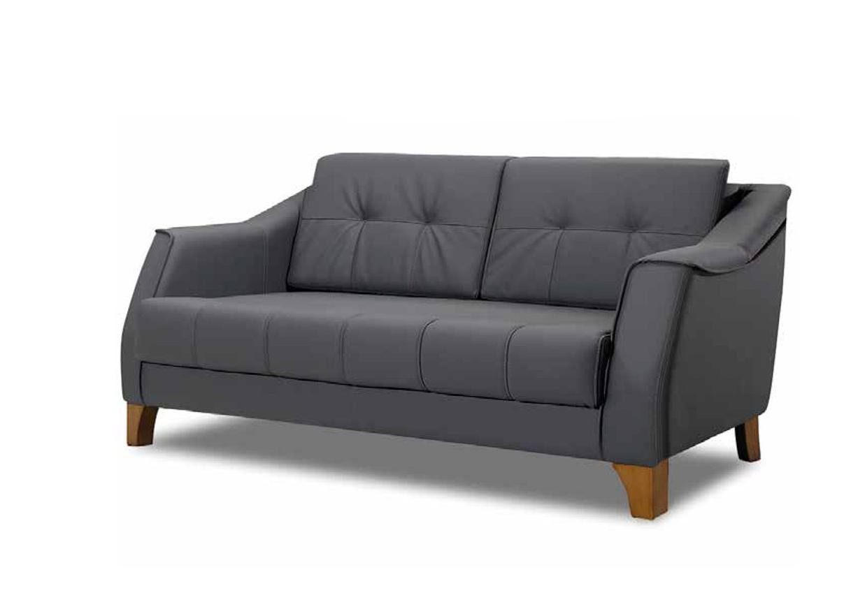 2-Sitzer Wohnzimmer 2-Sitzer Sofa Leder Grau Holz Modernes Design Zweisitzer