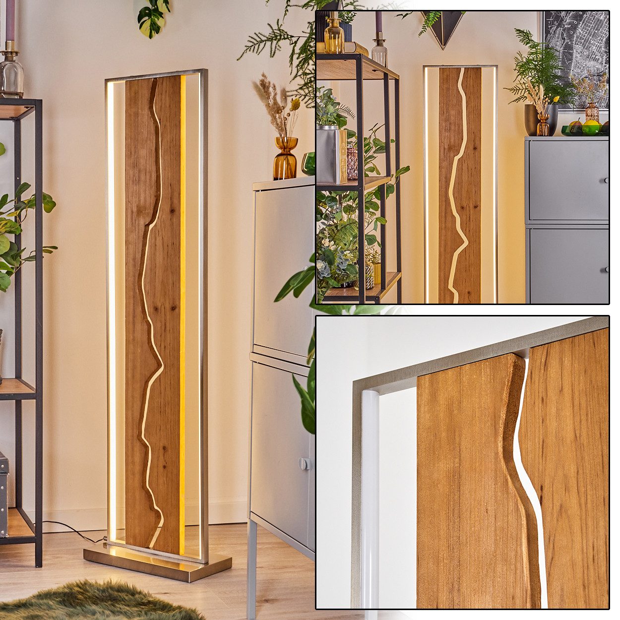 hofstein Stehlampe Stehlampe aus Metall/Holz/Kunststoff in günstig online kaufen
