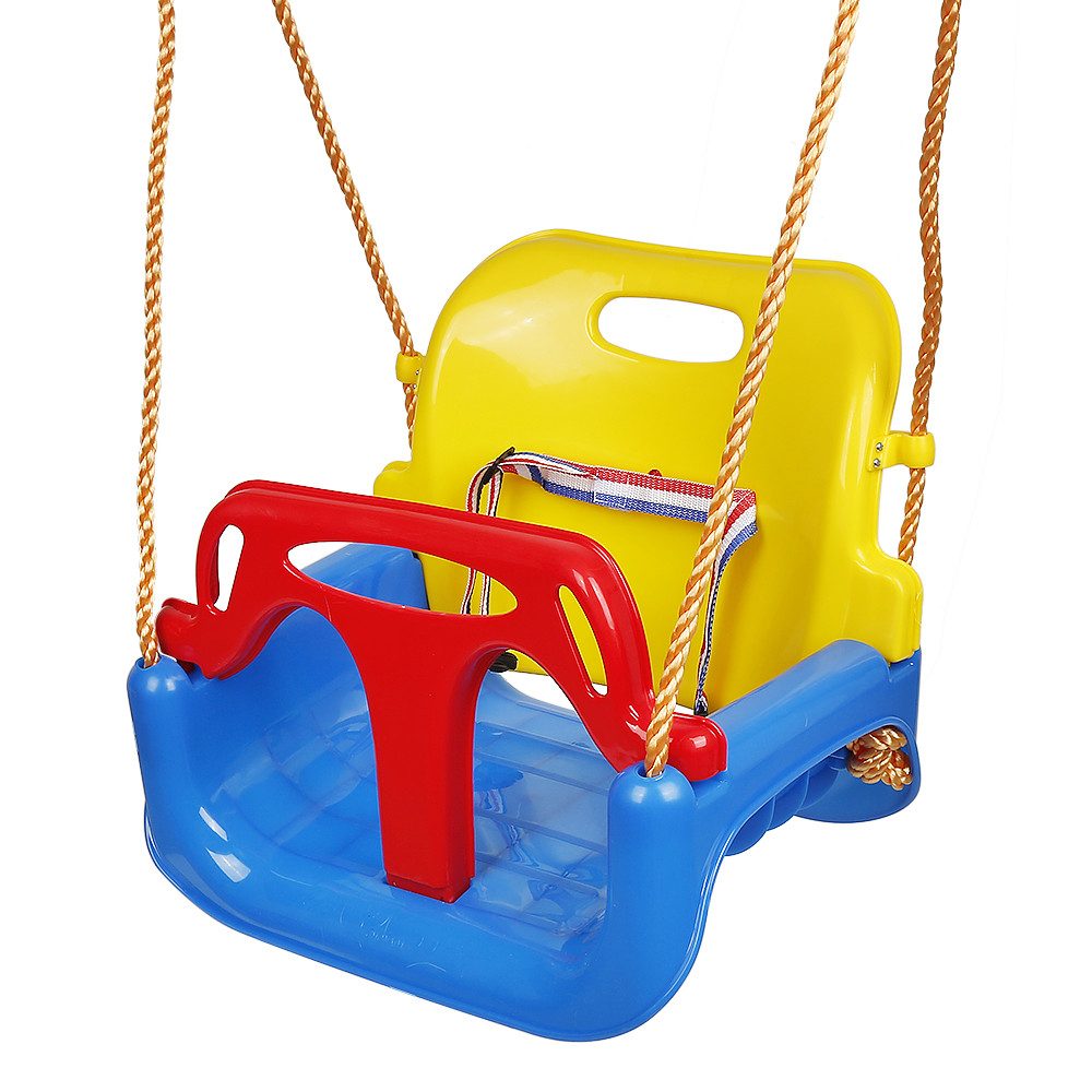 JEOBEST Schaukelgestell Einzelschaukel Kinderschaukel 3 in 1 Babyschaukel, mit Rückenlehne Anschnallgurt, Verstellbar