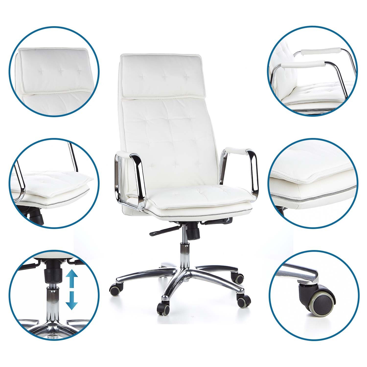 hjh OFFICE Chefsessel Profi Chefsessel Villa 20 Leder mit Armlehnen, Drehstuhl Bürostuhl ergonomisch