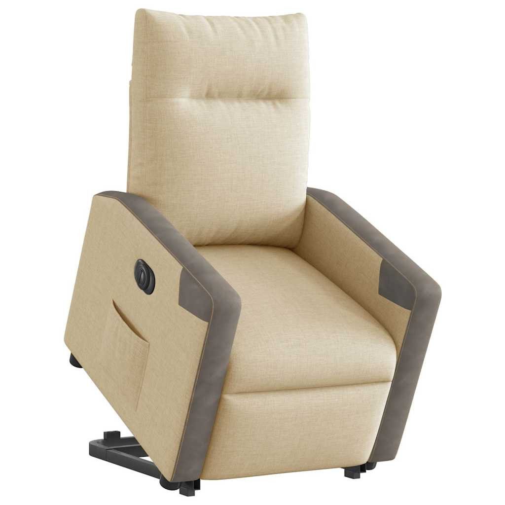 Sessel Relaxsessel mit Aufstehhilfe Elektrisch Creme Stoff