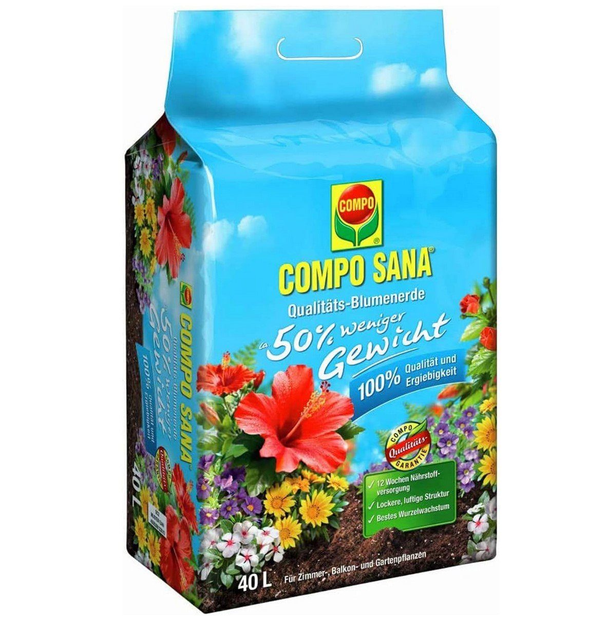 Compo Bodenverbesserer COMPO SANA Blumenerde mi Dünger für alle Zimmer-, Balkon- und Gartenpf