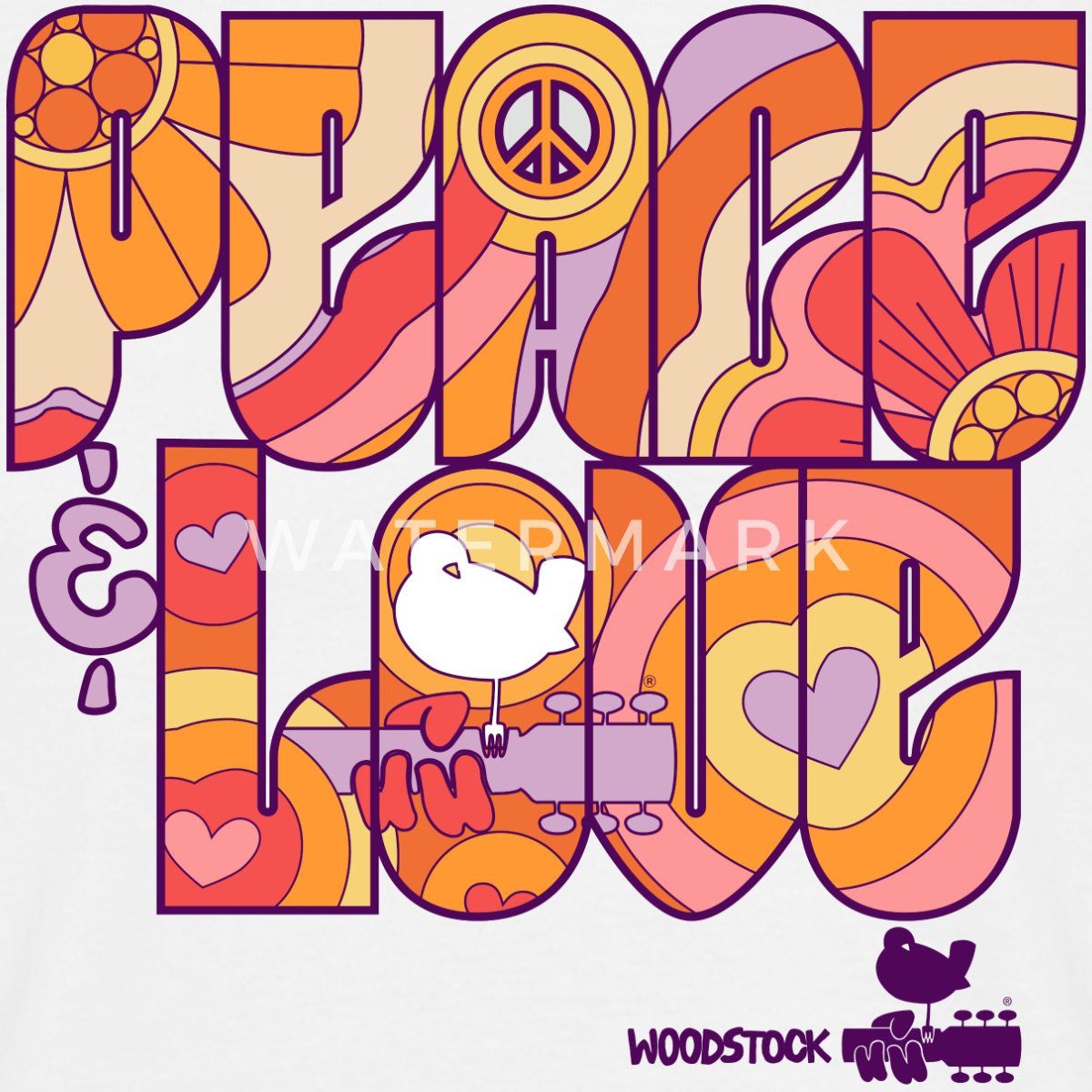 Spreadshirt T-Shirt Woodstock Peace Love Hippie günstig online kaufen