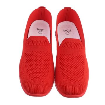 Ital-Design Damen Low-Top Freizeit Slipper Flach Sneakers Low in Rot