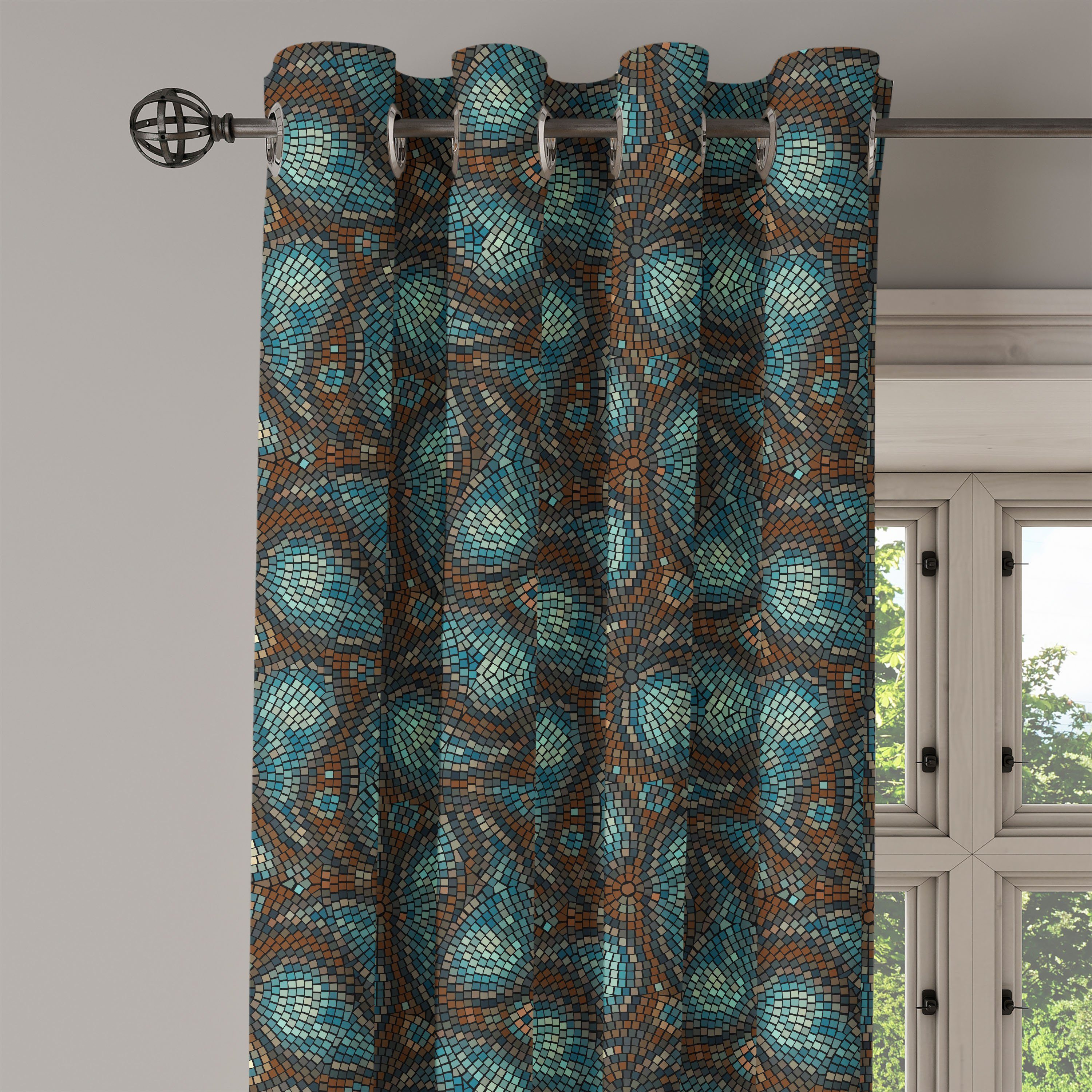 Wohnzimmer, Moderne 2-Panel-Fenstervorhänge Paisley Teardrop Gardine Formen Dekorative Schlafzimmer Abakuhaus, für