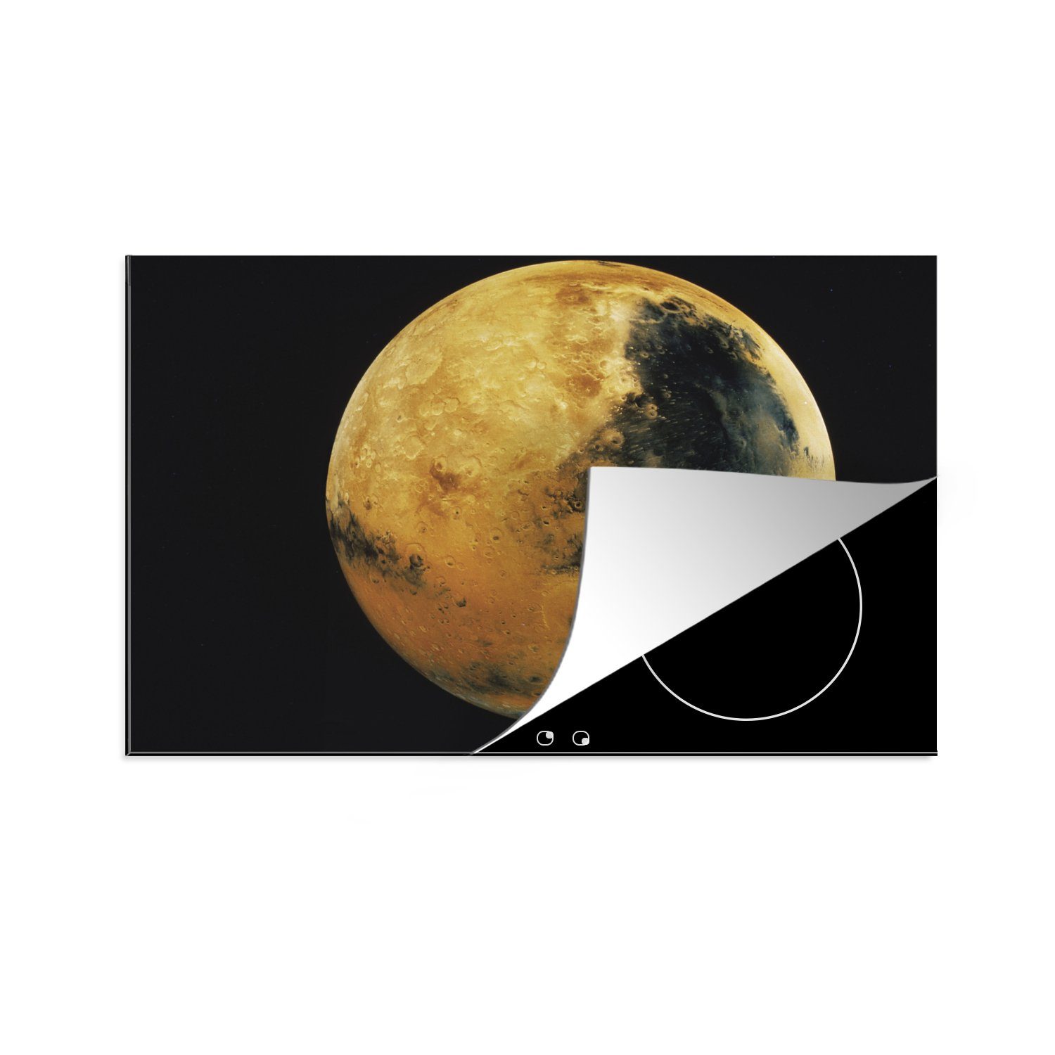 MuchoWow Herdblende-/Abdeckplatte Beigefarbener Planet Mars, Vinyl, (1 tlg), 81x52 cm, Induktionskochfeld Schutz für die küche, Ceranfeldabdeckung