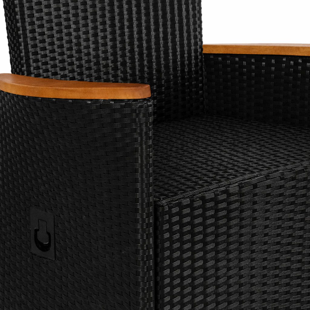 Casaria Gartenstuhl (2 St), Polyrattan Neiglehner Fuß-& Rückenlehne verstellbar Wetterfest Holz