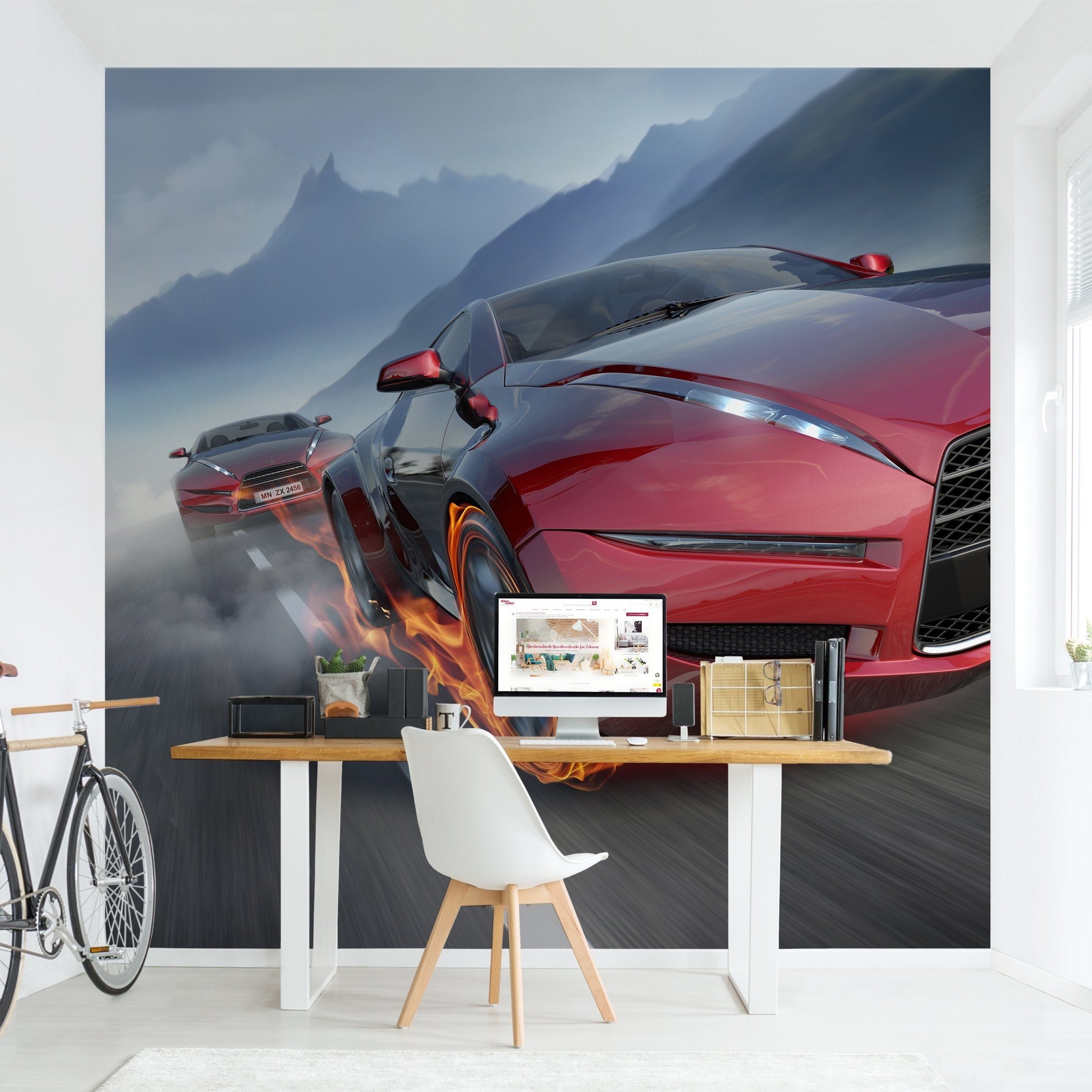Bilderdepot24 Fototapete Vliestapete Blau Rot Fahrzeuge Motiv, Glatt, Matt, (Vliestapete inkl. Kleister oder selbstklebend), geruchsfrei Bildtapete Jugendzimmer