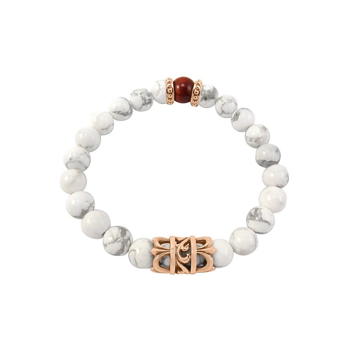 Kingka Armband Damen, mit weißen Türkis, roten Tigerauge und Lilien Element, Lagerabverkauf geringer Bestand, SALE