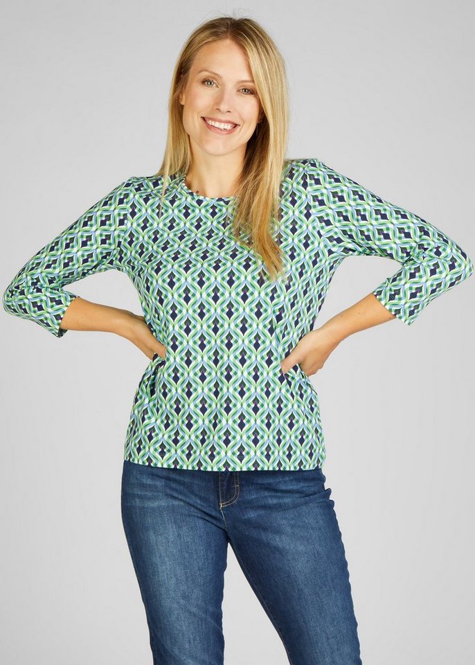 Rabe Print-Shirt RABE T-Shirt, Shirt mit grünem Allover-Muster
